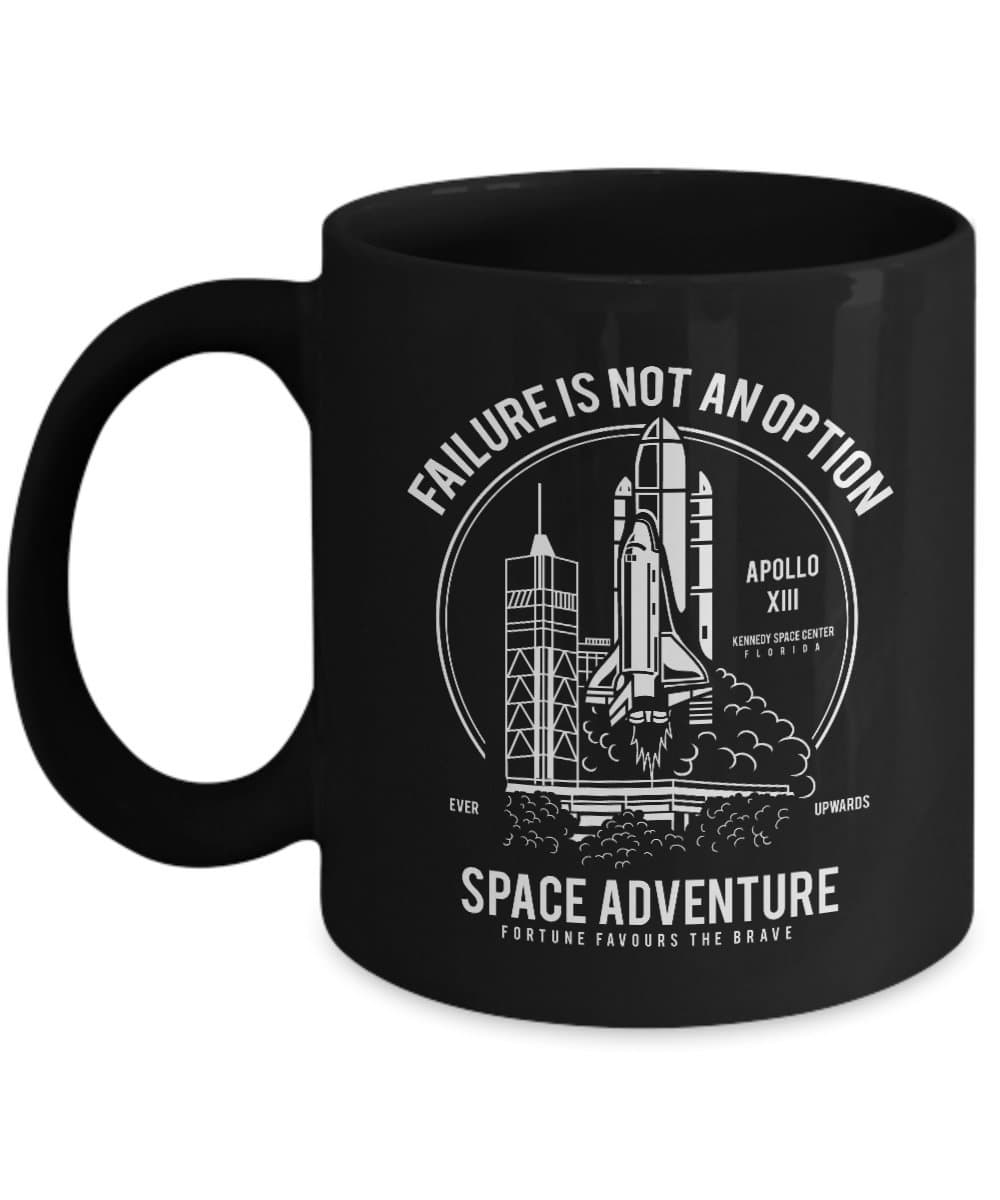 Failure Is Not An Option Apollo 13 Black Coffee Mug Gift for Space Lovers