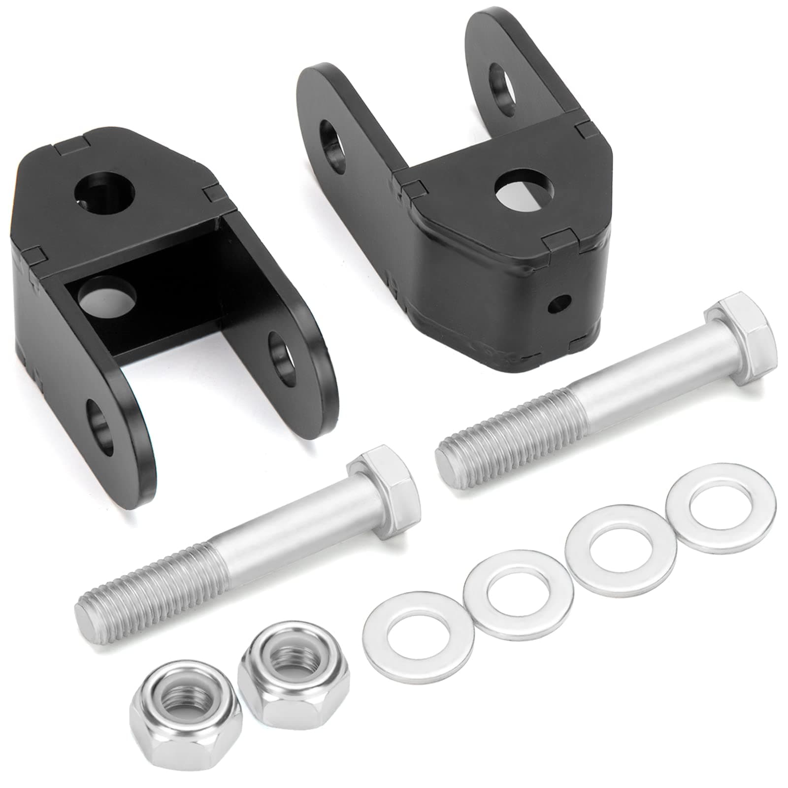 Dynofit 2-4" Rear Shock Extenders for Chevy Silverado 1500 & GMC Sierra 1500 1999-2026, Heavy-Duty Black Powder Coated Steel Extension Bracket Compatible with Rear Lift Leveling Kits for Tahoe, Yukon