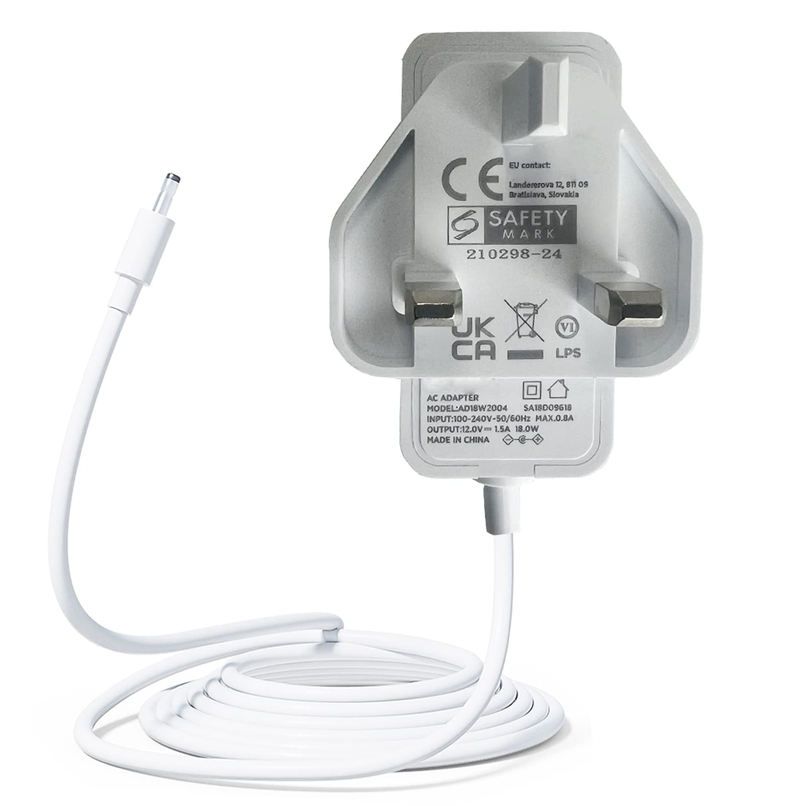 Replacement Power Supply Adapter Charger Cable 12V 1.5A for A mazon Echo Dot 3rd/4th / (Kids Edition), Echo Show 5, Lenovo Smart Clock Essential CD-4N341Y CD-4N342Y AC Power Cord -White