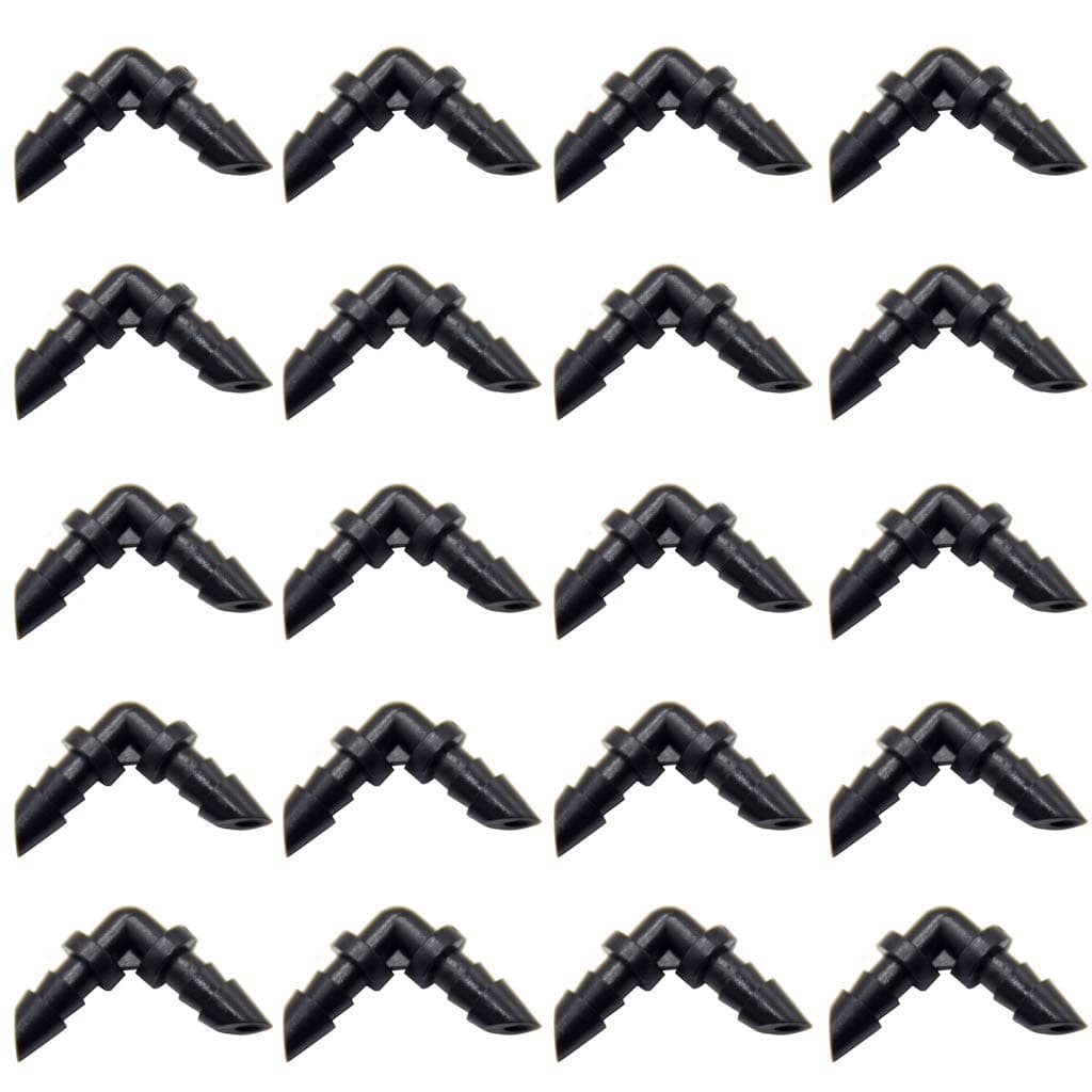 IronBuddy 1/4" Barb Fitting Plastic 90 Degree Elbow Fitting Hose Connector Fitting for Garden Lawn Greenhouse Plant Watering Drip Irrigation System, Black, Pack of 30