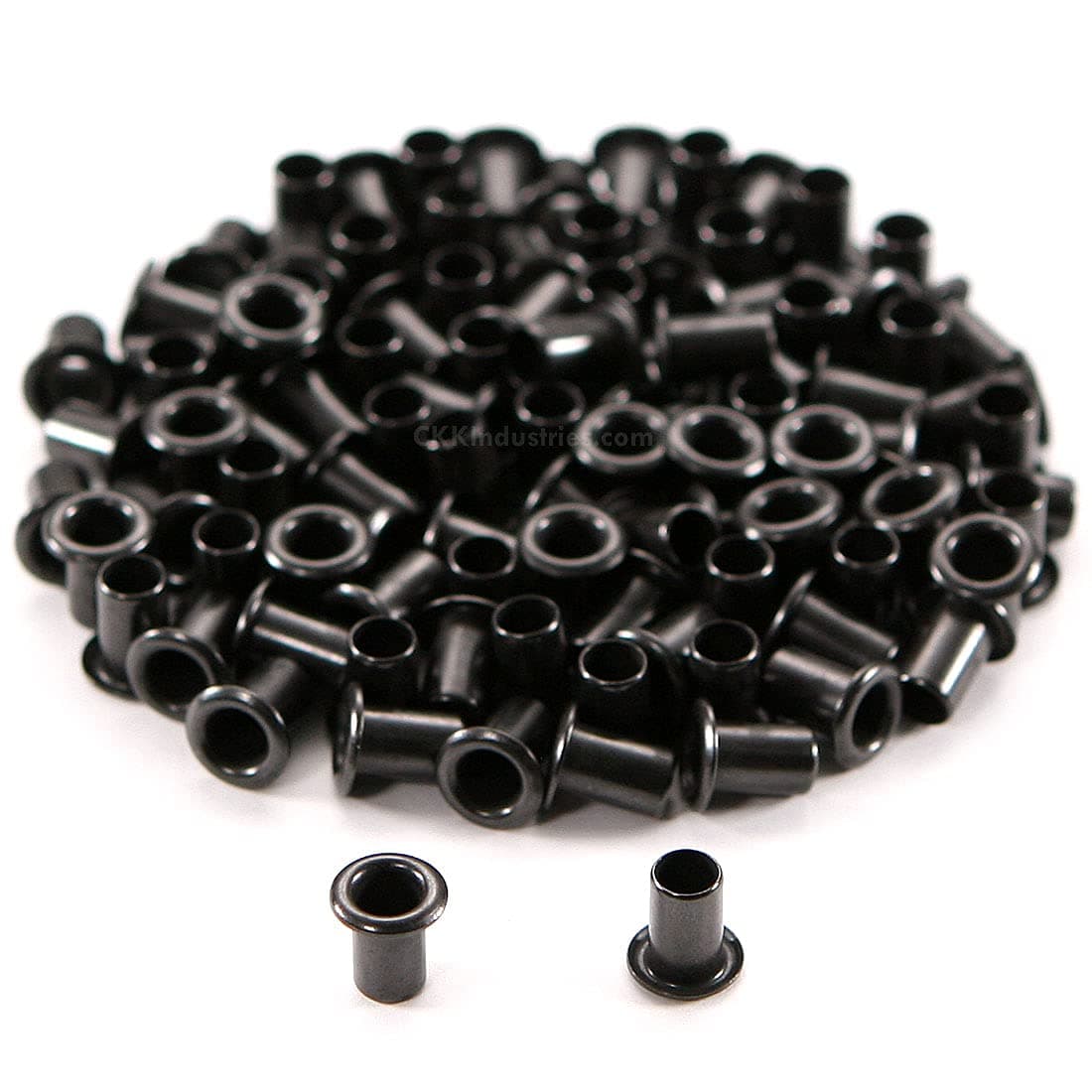 [100 Pack] Black Coated Eyelets - (#6-9 Length) - (3/16 in. Diameter) - (USA Made) - Rivets for DIY Kydex Holsters, Leather Shoes, and Canvas Cloth