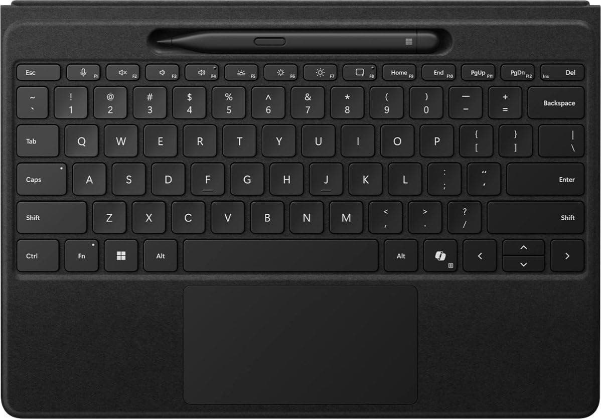 Microsoft Surface Pro Flex Keyboard with Pen Storage Alcantara Keyboard for Surface Pro Copilot+ (11th Edition), Pro 9 and 8, Windows 11 Copilot+ PC, Black