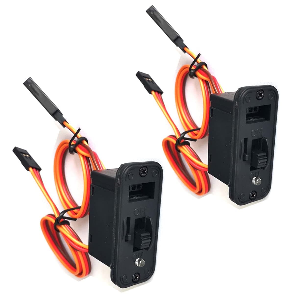 DEVMO 2 Pack JR Style Heavy Duty On/Off Switch with Bright LED and Charge Port RC Products
