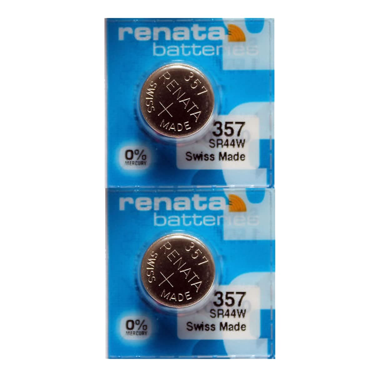 Renata 357 SR44W Battery - 1.55V Silver Oxide 357 Watch Battery (2 Pack)