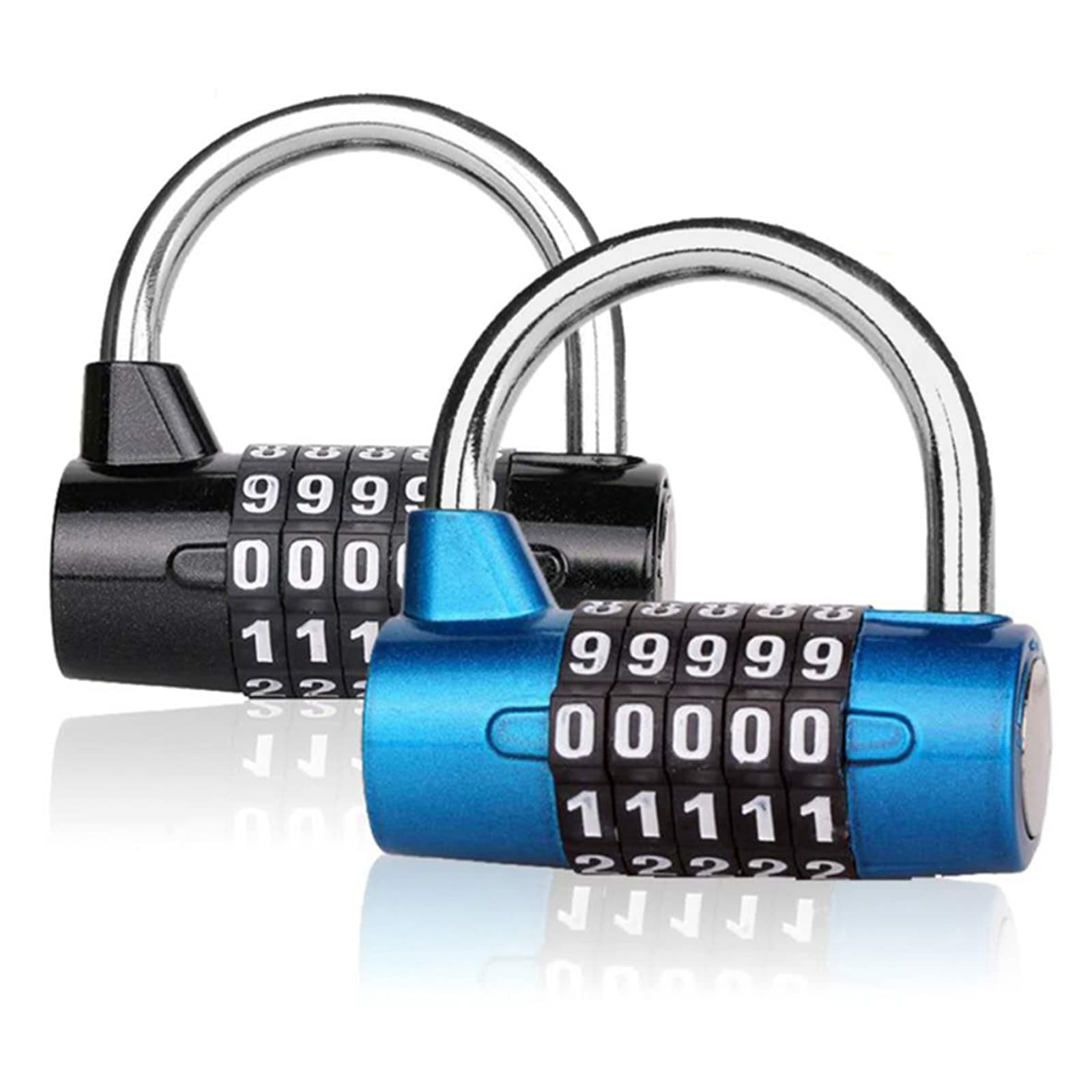 5 Digit Combination Lock - Outdoor Waterproof Resettable Number Padlock Set Your Own for Gym, School Locker, Sports, Hasp Cabinet, Fence, Gate, Toolbox (2-Pack)