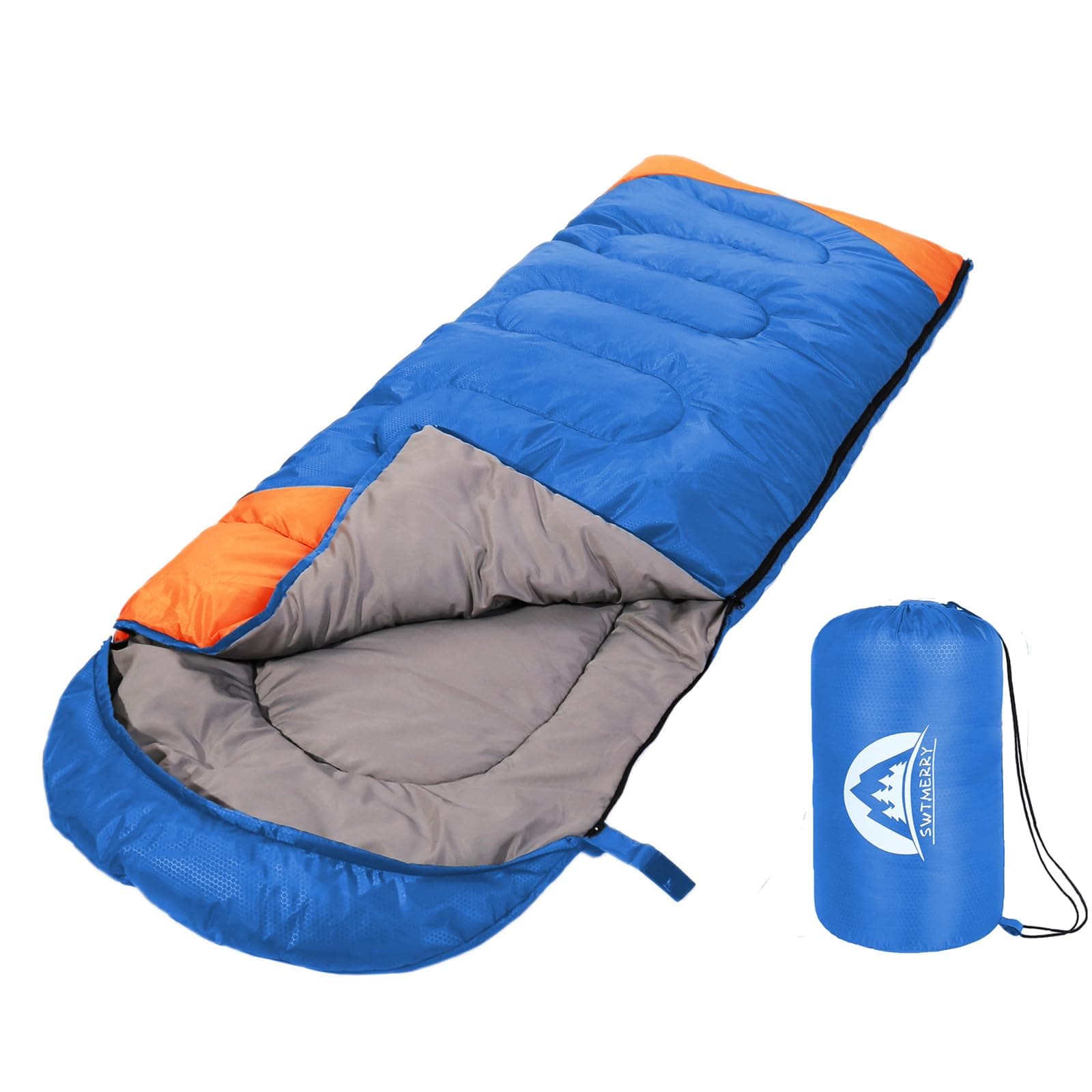 SWTMERRY- Sleeping Bag 3-4 Seasons (Summer, Spring, Fall, Winter) Warm & Cool Weather - Lightweight,Waterproof Indoor & Outdoor Use for Kids, Teens & Adults for Hiking, Backpacking and Camping