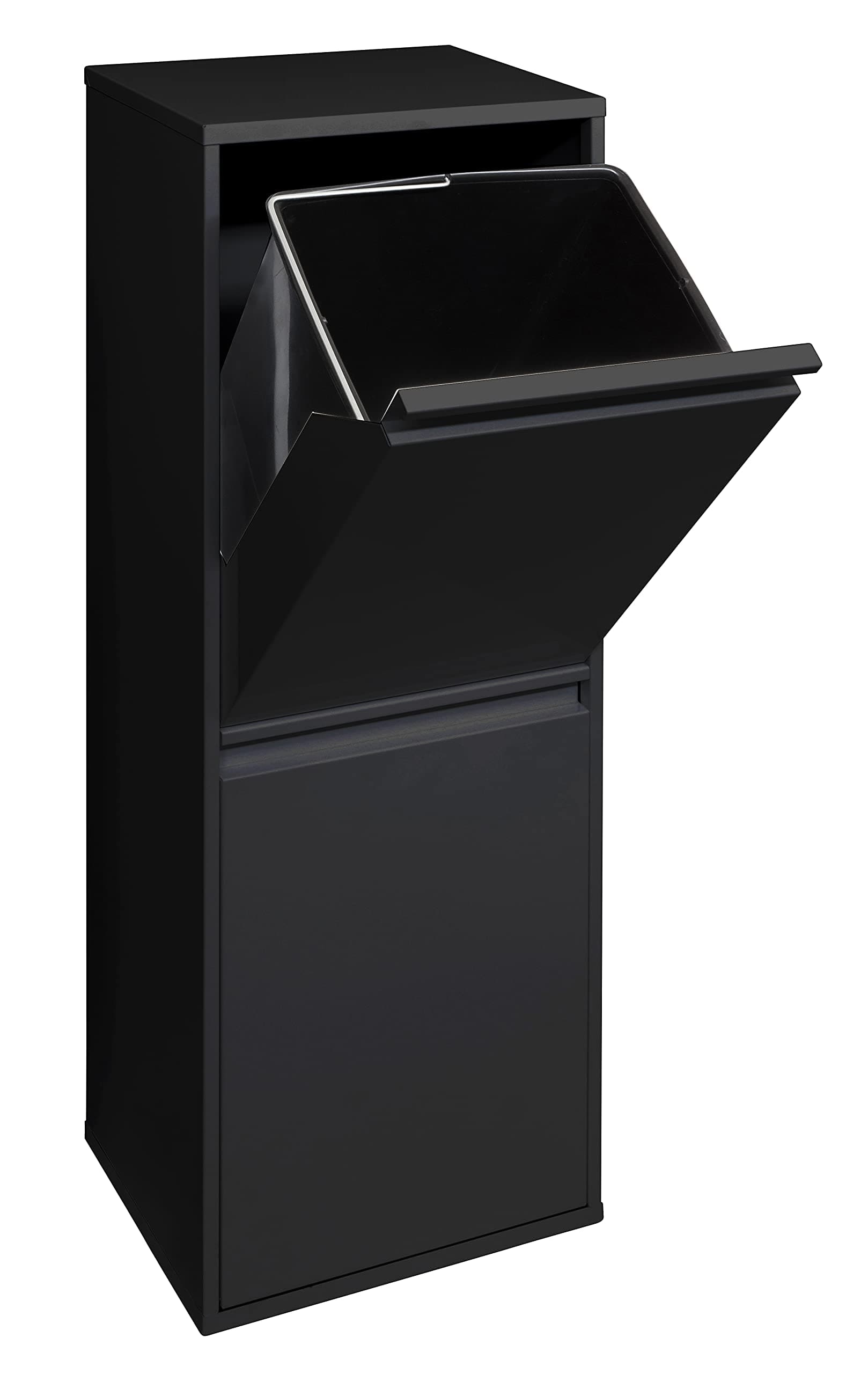 ARREGUI Basic CR206-B Waste Separation and Recycling Bin in steel with 2 buckets, 2 x 17 L (34 L), trash can, recycling cabinet, black