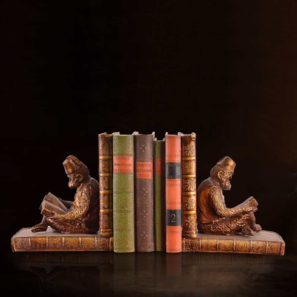 creative monkey decoration european style creative bookends study book household accessories-Bronze