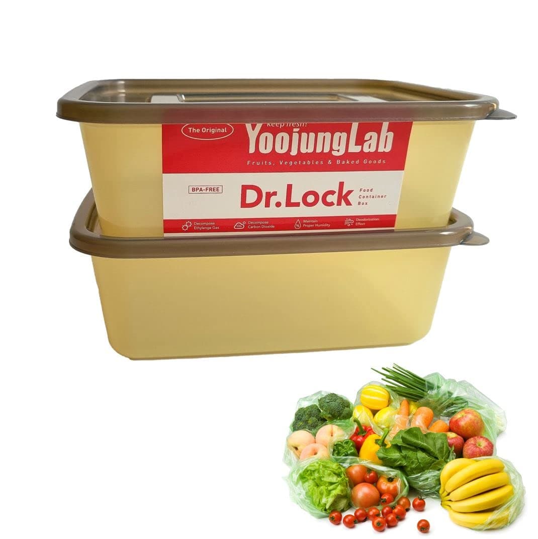 Dr.Lock 50.7 oz - 2 Set, Food Storage Containers, Keeps Fruits, Vegetables Fresh Longer, Meal Prep Food Storage Containers, Reusable, BPA Free, Microwave and Dishwasher Safe, Gree Boxes