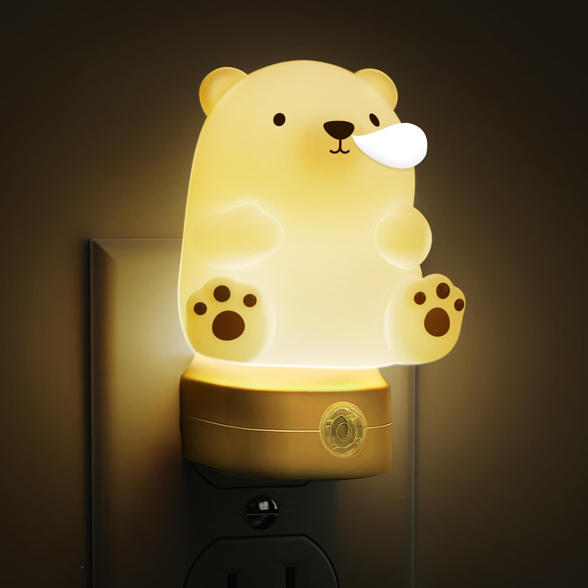 Night Light for Kids, 3D Cute Bear Night Light Plug in, Dusk to Dawn Nursery Night Lights, RGB+Soft White 3000K, 3 Lighting Modes, Christmas Birthday Gifts, Room Decor, Children