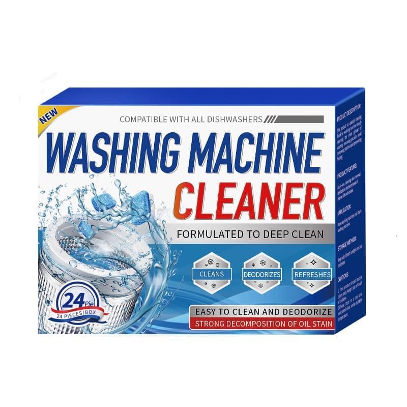 Washing Machine Cleaner Descaler 24 Pack - Deep Cleaning Tablets For HE Front Loader & Top Load Washer, Septic Safe Eco-Friendly Deodorizer, Clean Inside Drum And Laundry Tub Seal 12 Month Supply