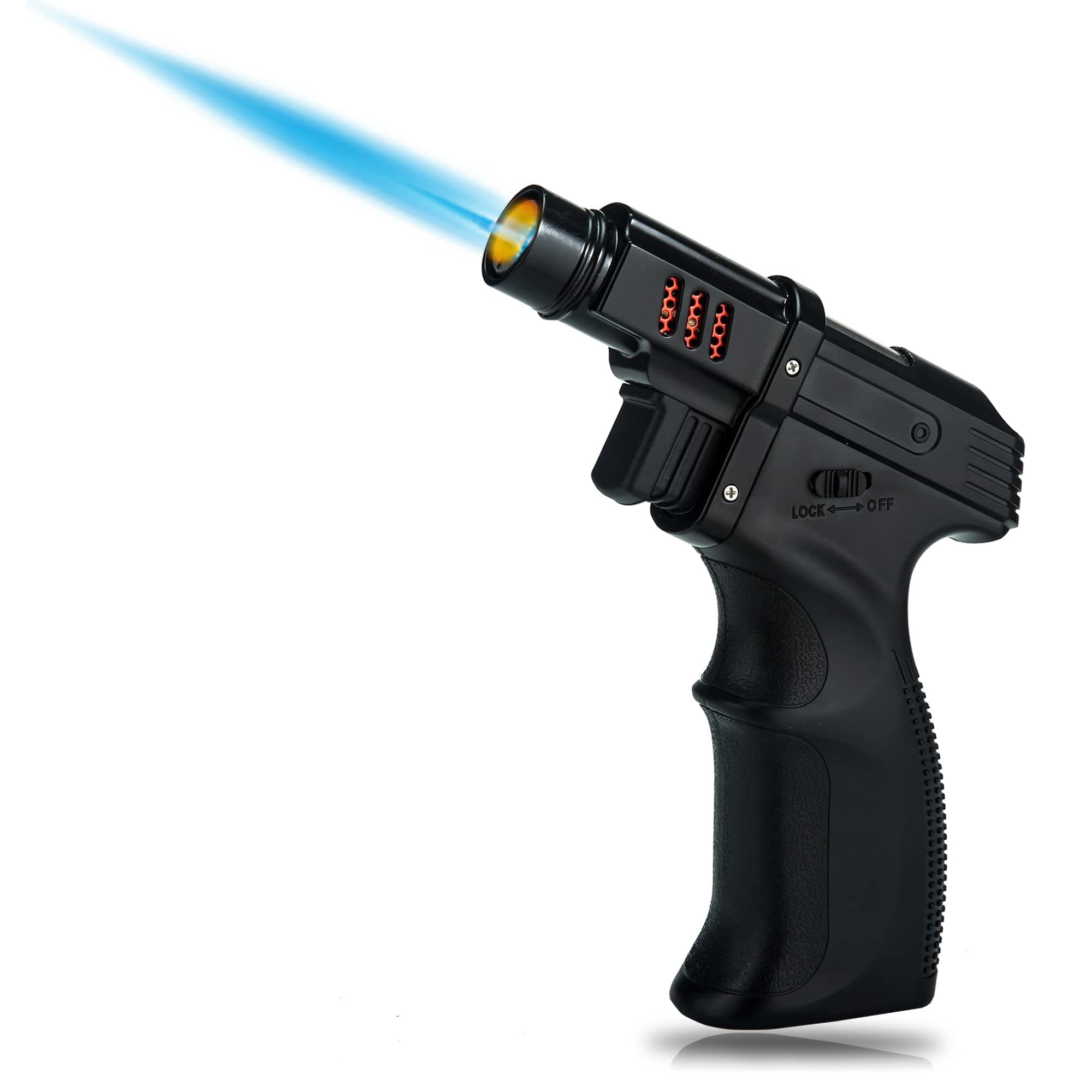 Torch, Blow Torch -Sleek Adjustable Butane Torch Adjustable Flame, Ignition Lock, Cooking Torch, Cigar Lighter-Cigarette Lighter, Camping, Home Use, Welding, Chef etc (Black-E)