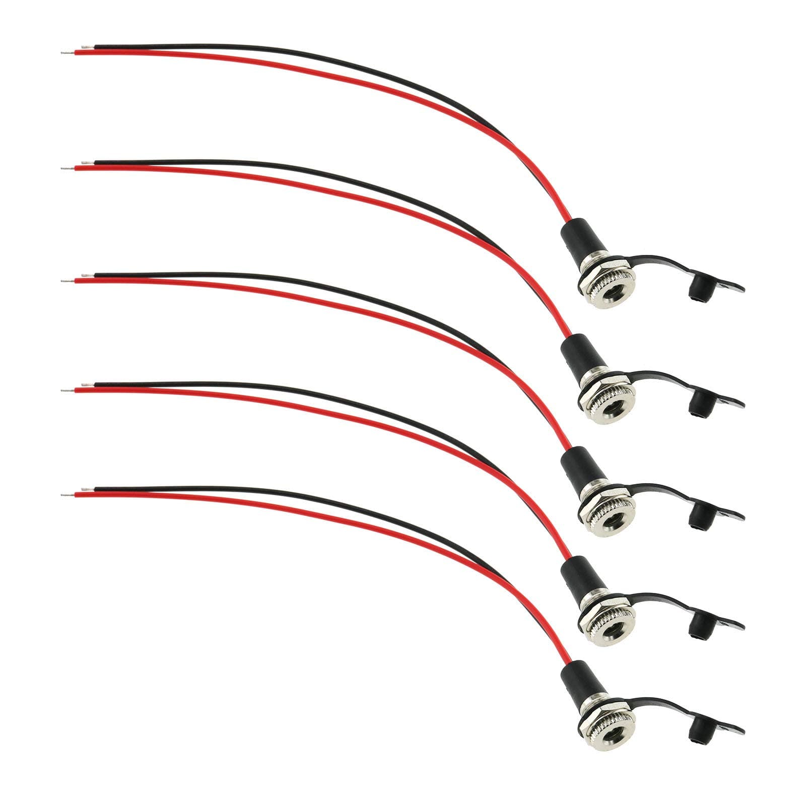 E-outstanding 5pcs 5.5x2.5mm DC-099A DC Female Socket Plug for Charging Panel Mounting, Threaded Connector with IP67 68 Dust Plug, Large Waterproof Power Adapter