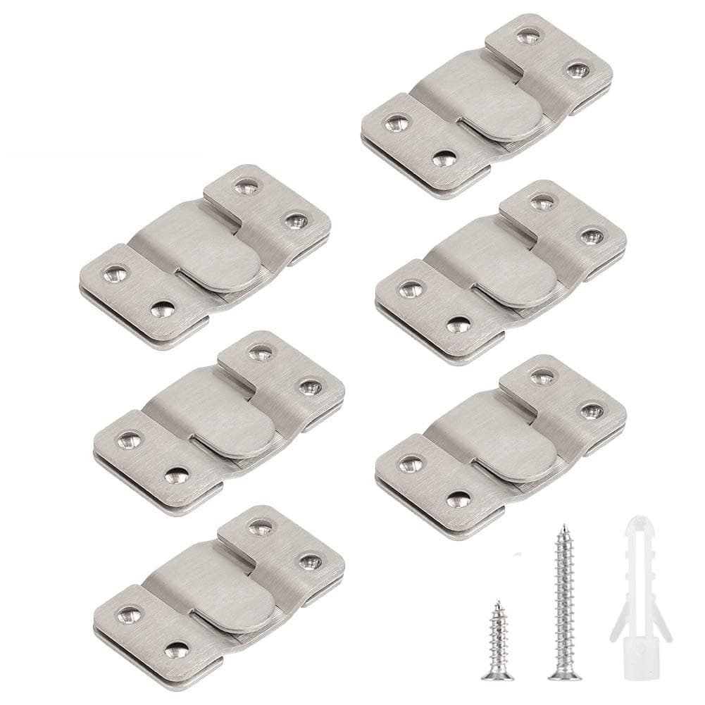 LOUFIMIDON Picture Frame Hook Accessories 6 Pairs Silver