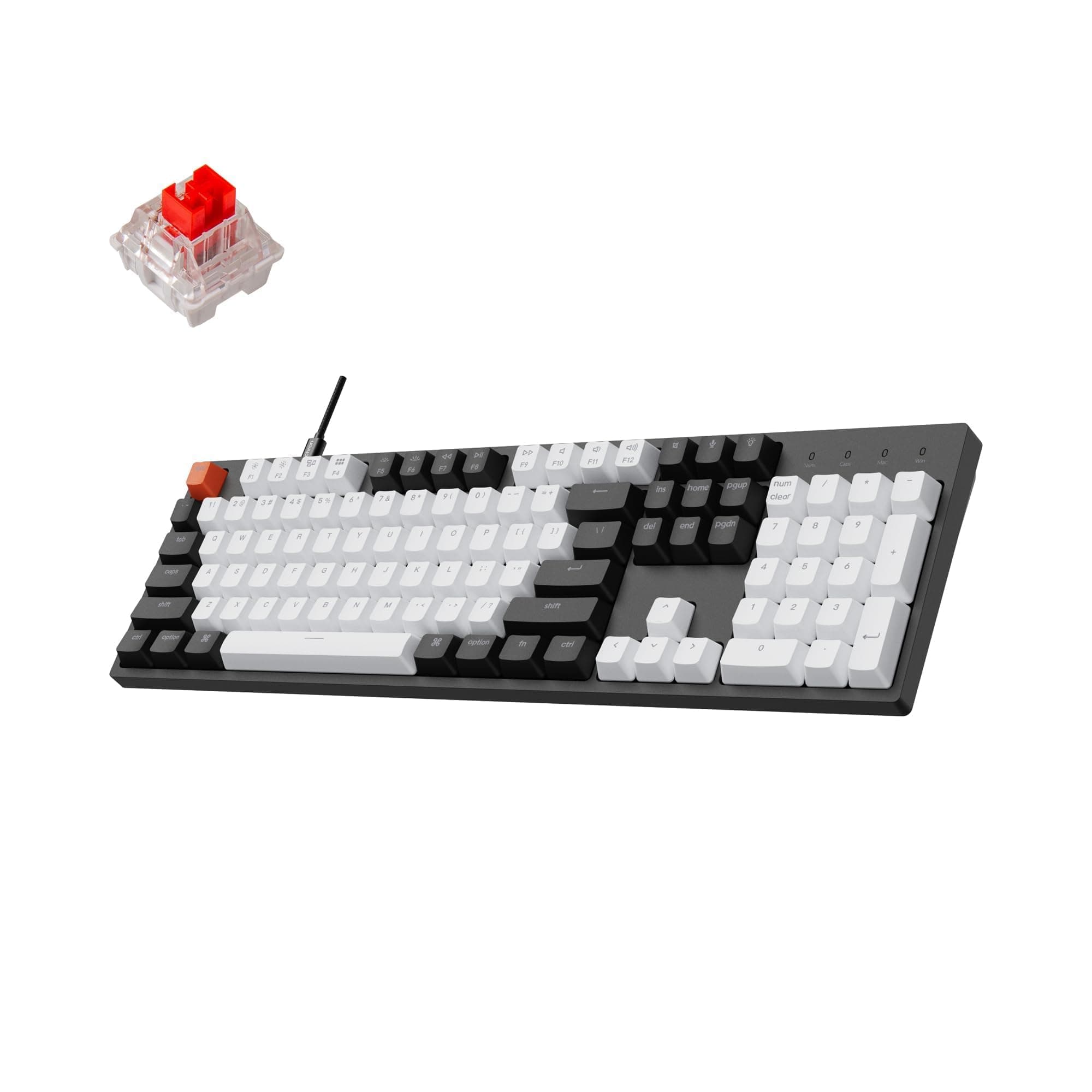 C2 Full Size 104 Keys Wired Mechanical Gaming Keyboard for Mac Layout with Gateron G Pro Red Switch/White LED Backlight/Double Shot ABS Keycaps/USB C Computer Keyboard for Windows Laptop
