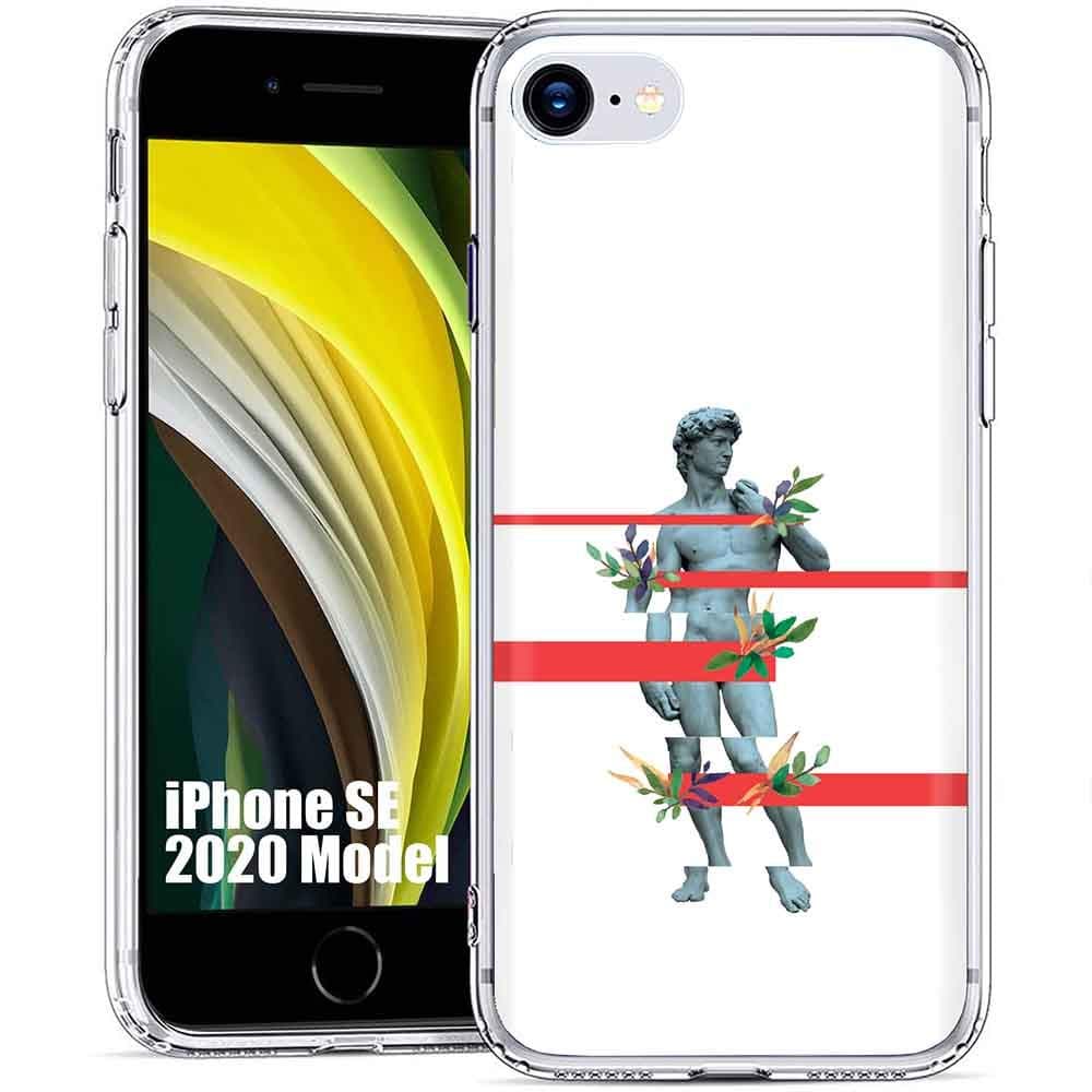 Talkingcase Clear Thin Gel Phone Case for Apple SE 2020, iPhone 8, 7, 6S,Modern David Statue Print,Light Weight,Ultra Flexible,Soft Touch,Anti-Scratch,Designed in USA
