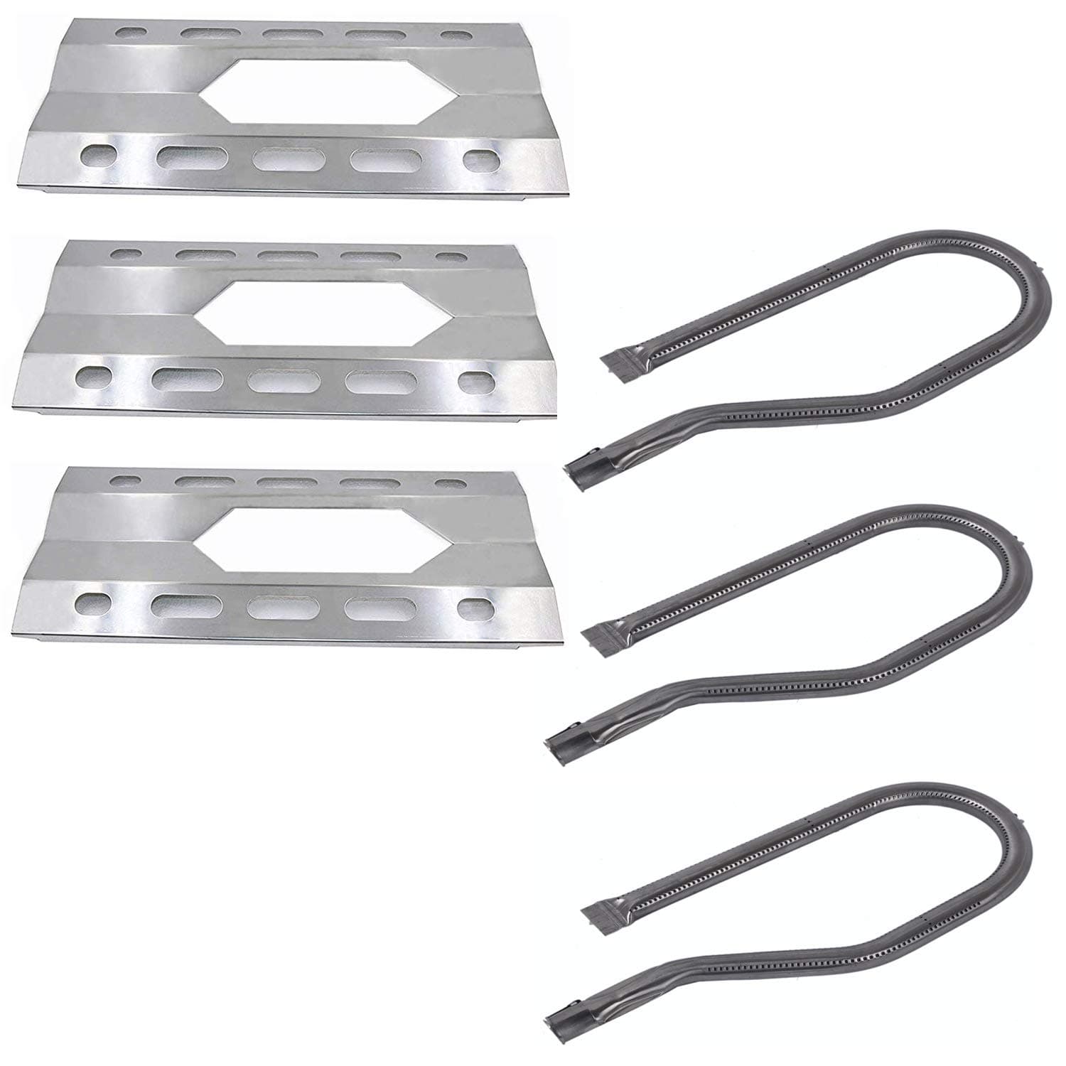 SN1281(3-Pack) SA0801 (3-Pack) 17 5/16" Stainless Steel Heat Plate and Burner Replacement for Costco Kirkland 720-0108, Nexgrill 720-0011, 720-0047-U Gas Grills