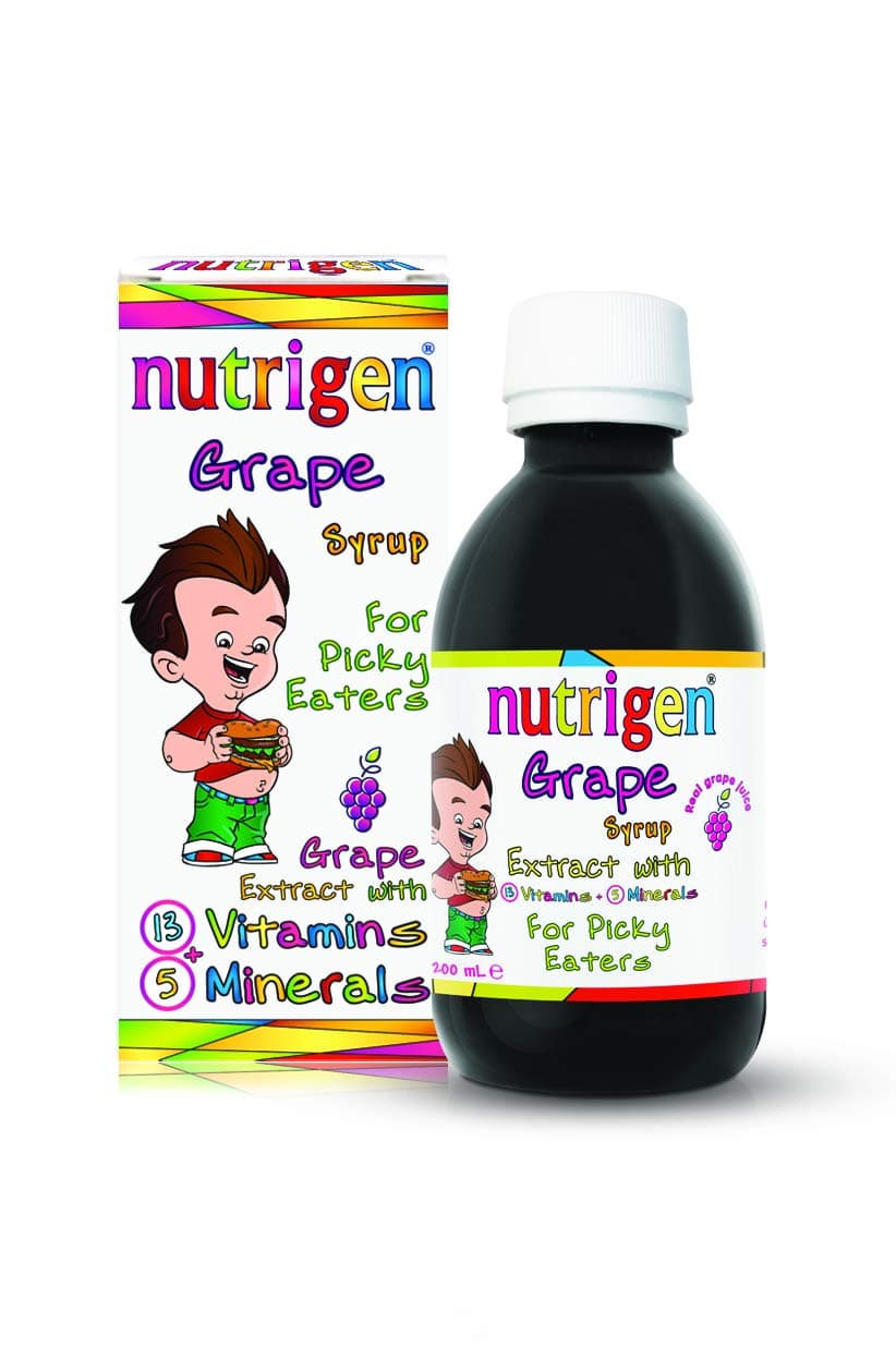 Nutrigen Grape Syrup, in Real Grape Juice Packed with Vitamins and Minerals and Grape Extract. Helps Growth and Development and Weight Management of picky Eater Children, 200 mL