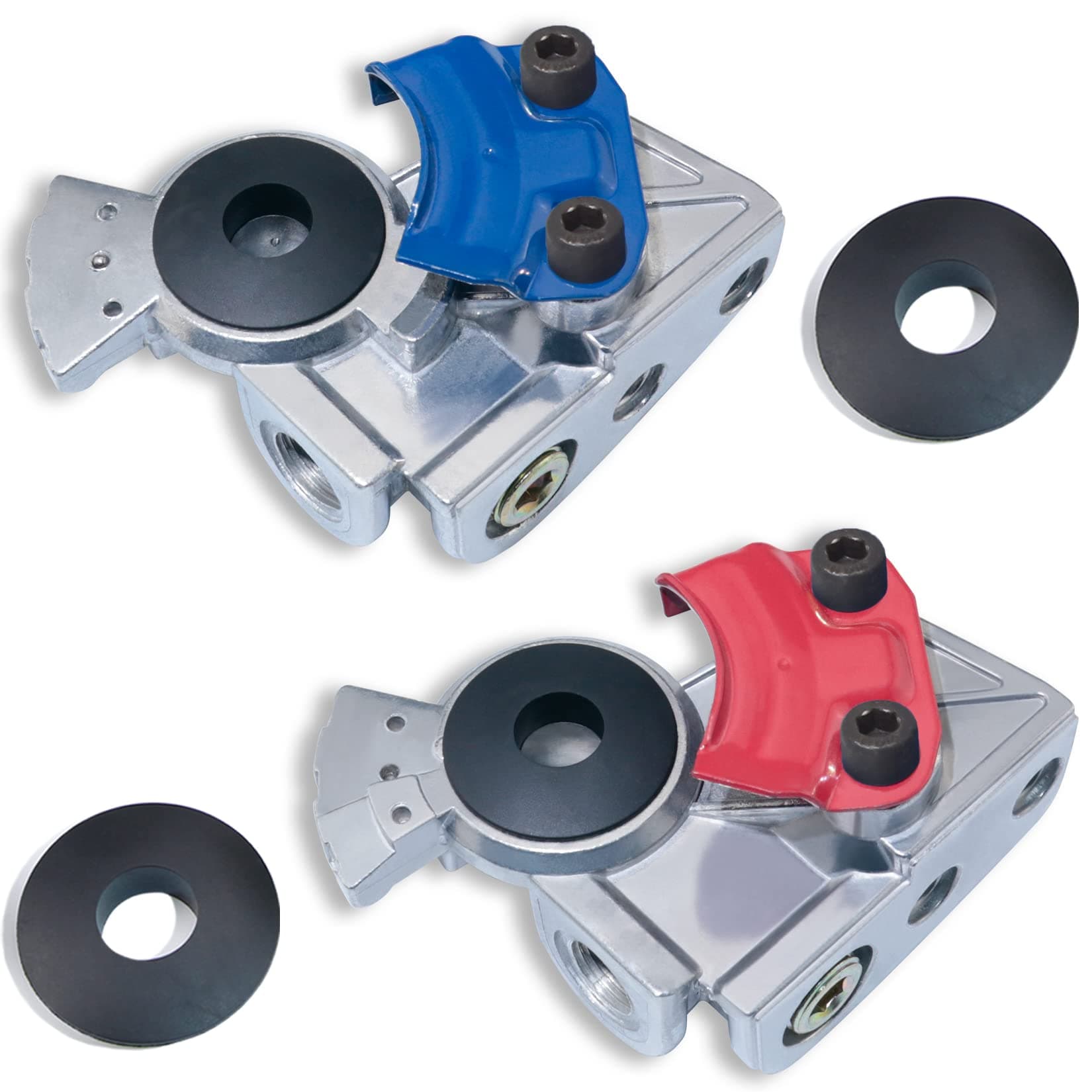 37 Degree Glad Hands Set with 2pcs Seals Universal Emergency Service Aluminum Gladhand Brake Air Hose Coupling Parts Handshake Kit Connectors for Semi Trucks Trailers Tractors, 1 Pair