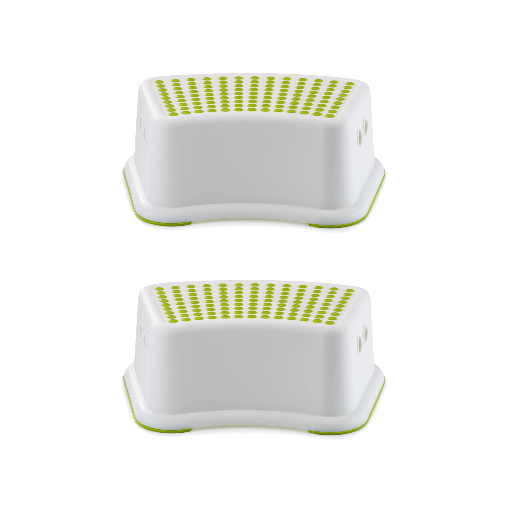 Straame Sturdy Step Stool for Bathroom, Practical Non-Slip Toilet Step in White and Green for Kids, Multiuse Booster Step, Toddler Potty Training (Green, 2)