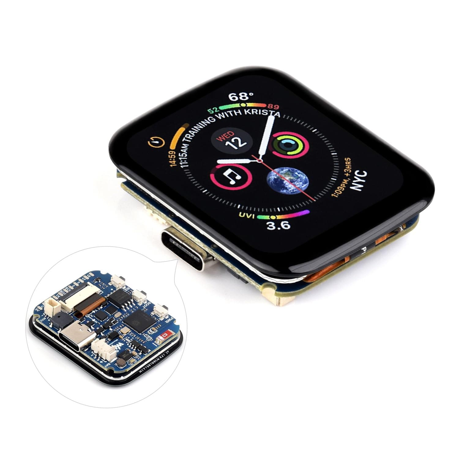 ESP32-S3 1.69inch Touch LCD Development Board, 240 X 280 Resolution, 262K Color, Onboard Acceleration and Gyroscope Sensor