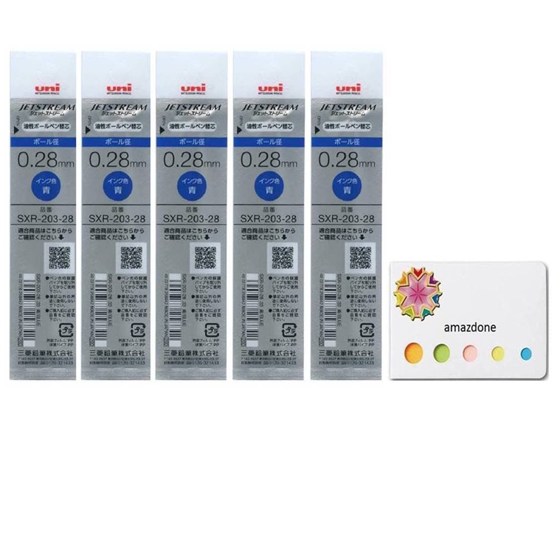 uni Jetstream EDGE 0.28mm Oil-based Ballpoint pen refills（SXR-203-28 Blue） 5-pack/amazdone Sticky Notes Value Set, 6 Piece Set