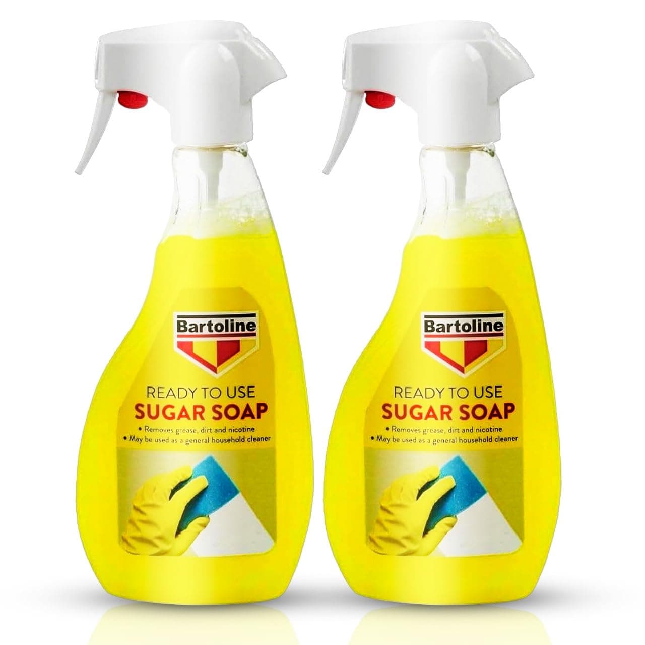 Sugar Soap 2 x 500ml Spray – Powerful Multi-Surface Cleaner & Degreaser, Pre-Paint Wall Cleaner, Removes Grease, Grime & Nicotine, Ready to Use Household Cleaning Spray