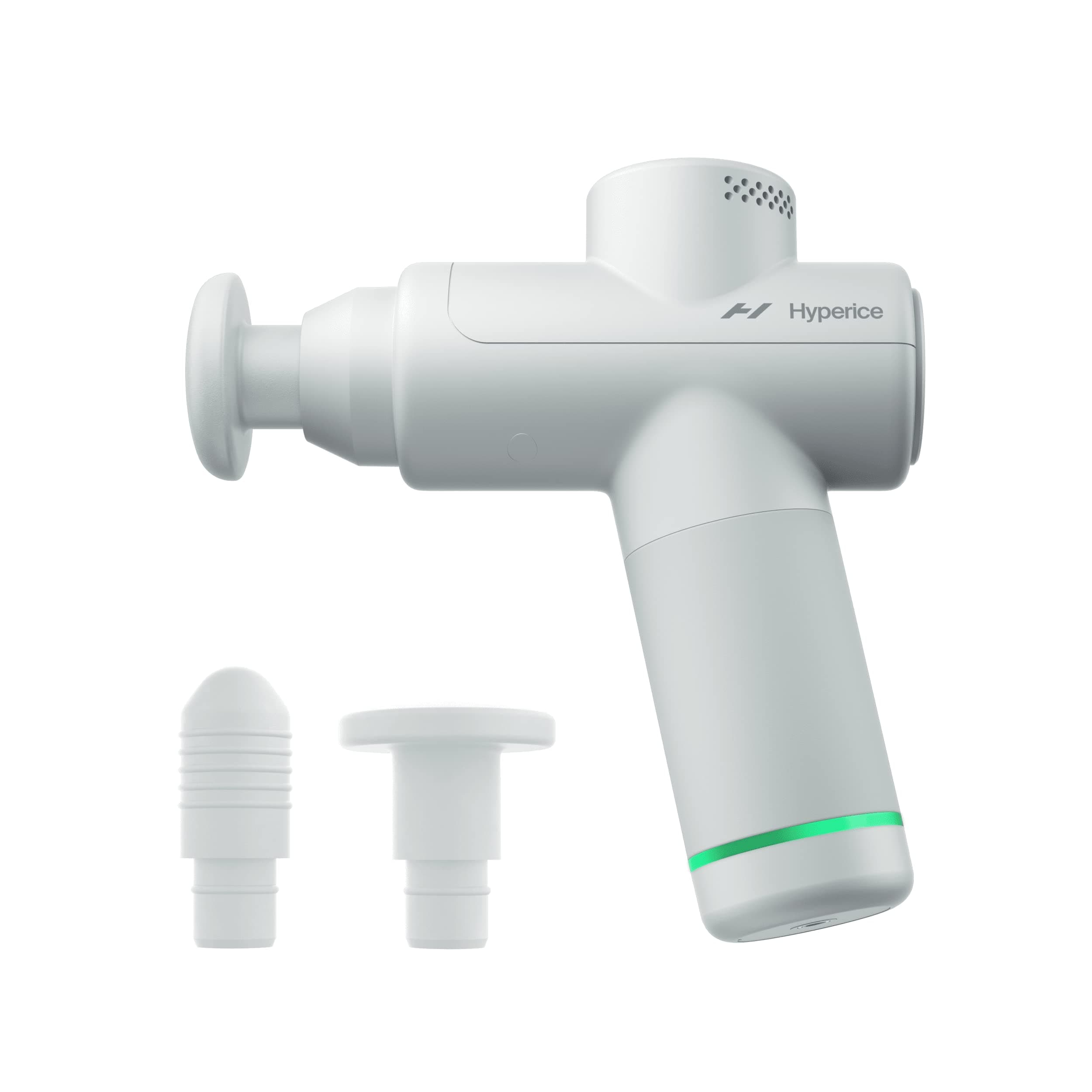 Hyperice Hypervolt Go 2 - Arctic Grey - Featuring Quiet Glide Technology - Handheld Percussion Massage Gun - 3 Speeds, 2 Interchangeable Heads - Helps Relieve Sore Muscles and Stiffness