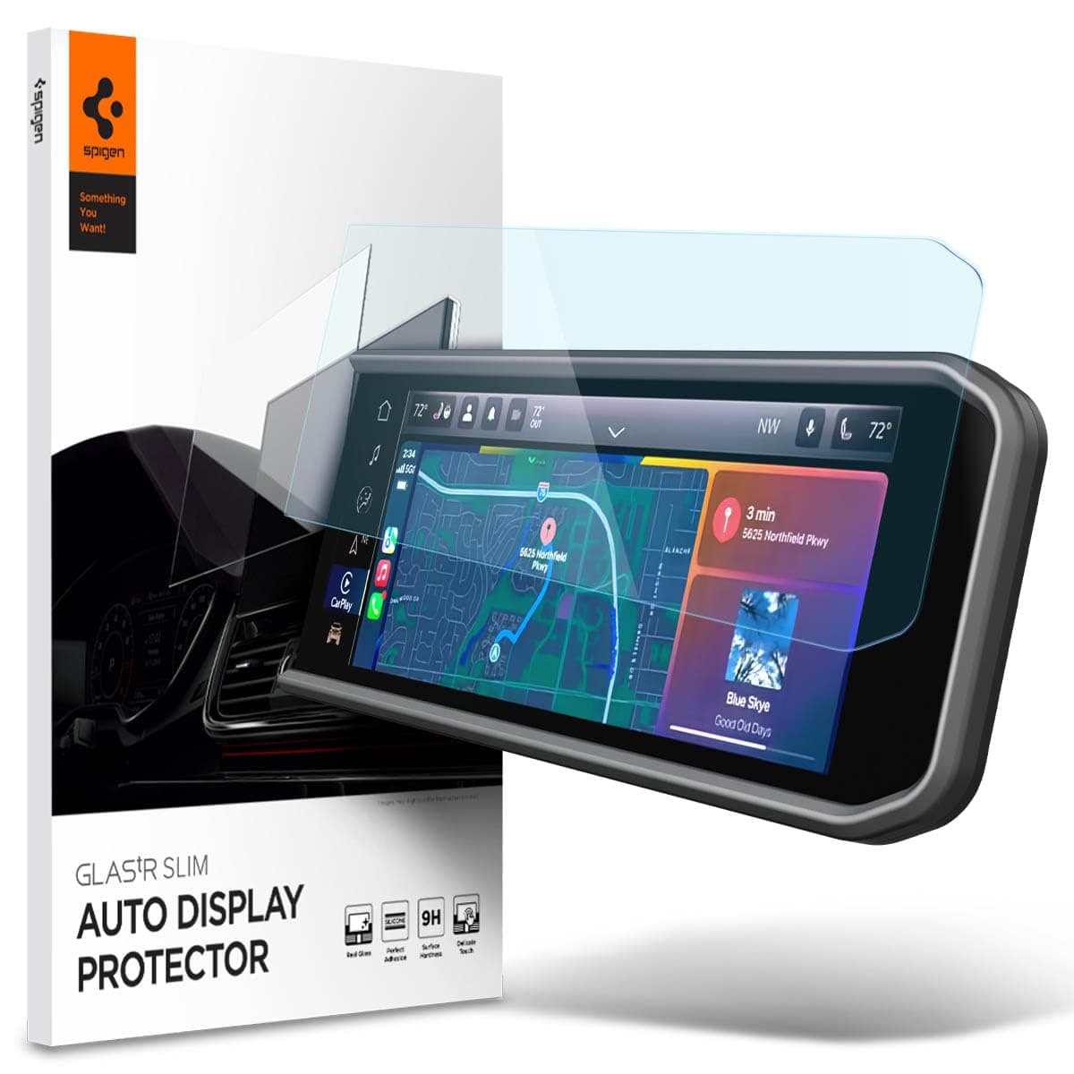 Spigen Tempered Glass Screen Protector [GlasTR Slim] designed for Jeep Wrangler, Jeep Gladiator, Jeep Wrangler 4xe, Jeep Wrangler Rubicon (2024-2026) 12.3 inch Dashboard Touchscreen - Crystal Clear