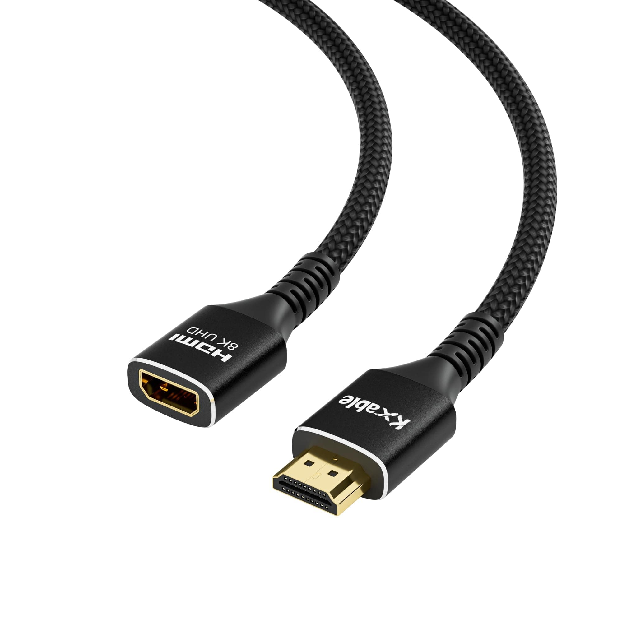 Kxable 8K HDMI Extension Cable 12 FT, HDMI 2.1 Ultra High Speed Male to Female Cord Adapter, Compatible with MacBook Pro, PS5, Xbox, Series X, UHD TV, Blu-ray, Laptop and More