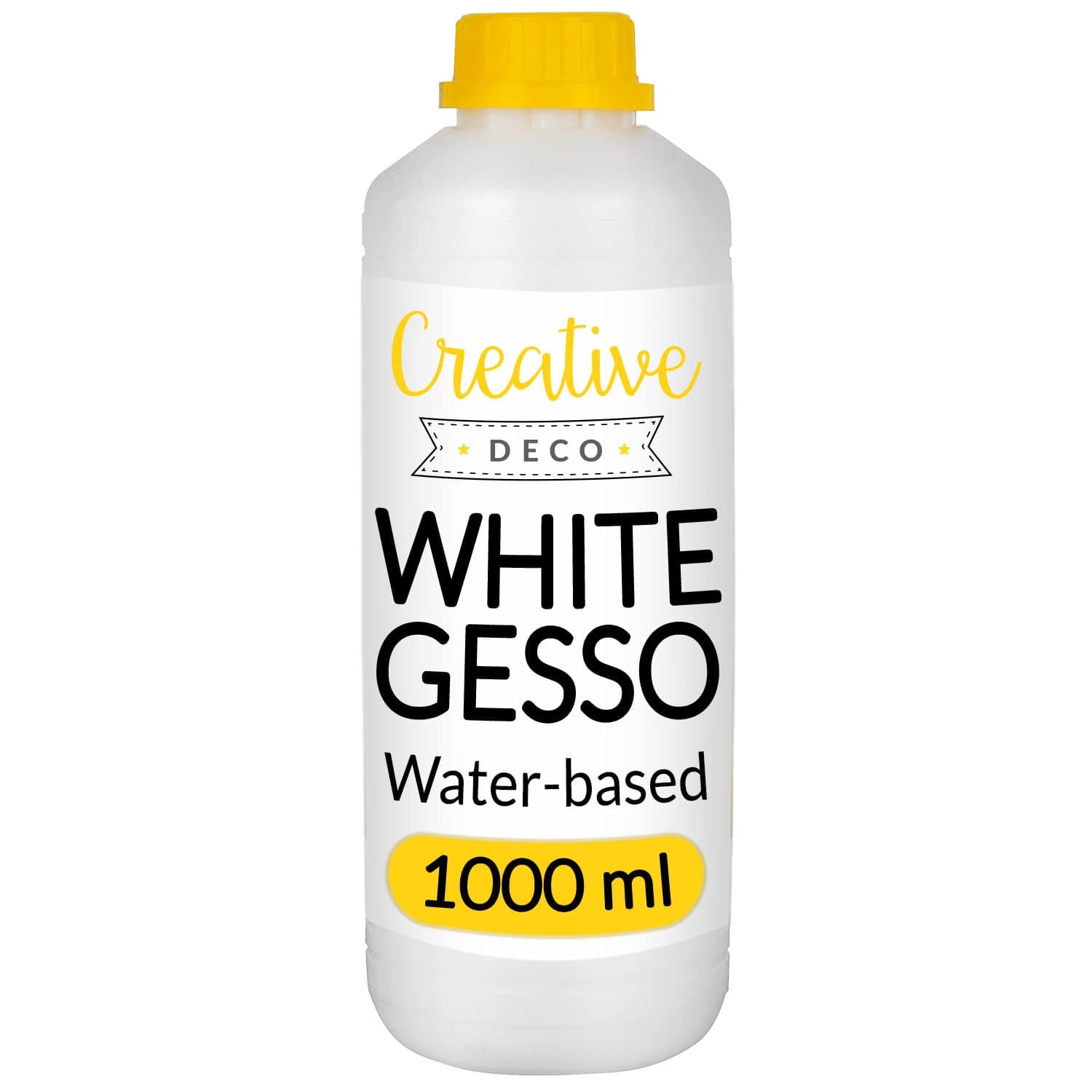 Creative Deco 1L White Gesso Acrylic Primer | Paint Undercoat Medium | Paint Base for Paper, Glass, Wood, Concrete | Professional Painting Surface Preparation | Non-Yellowing