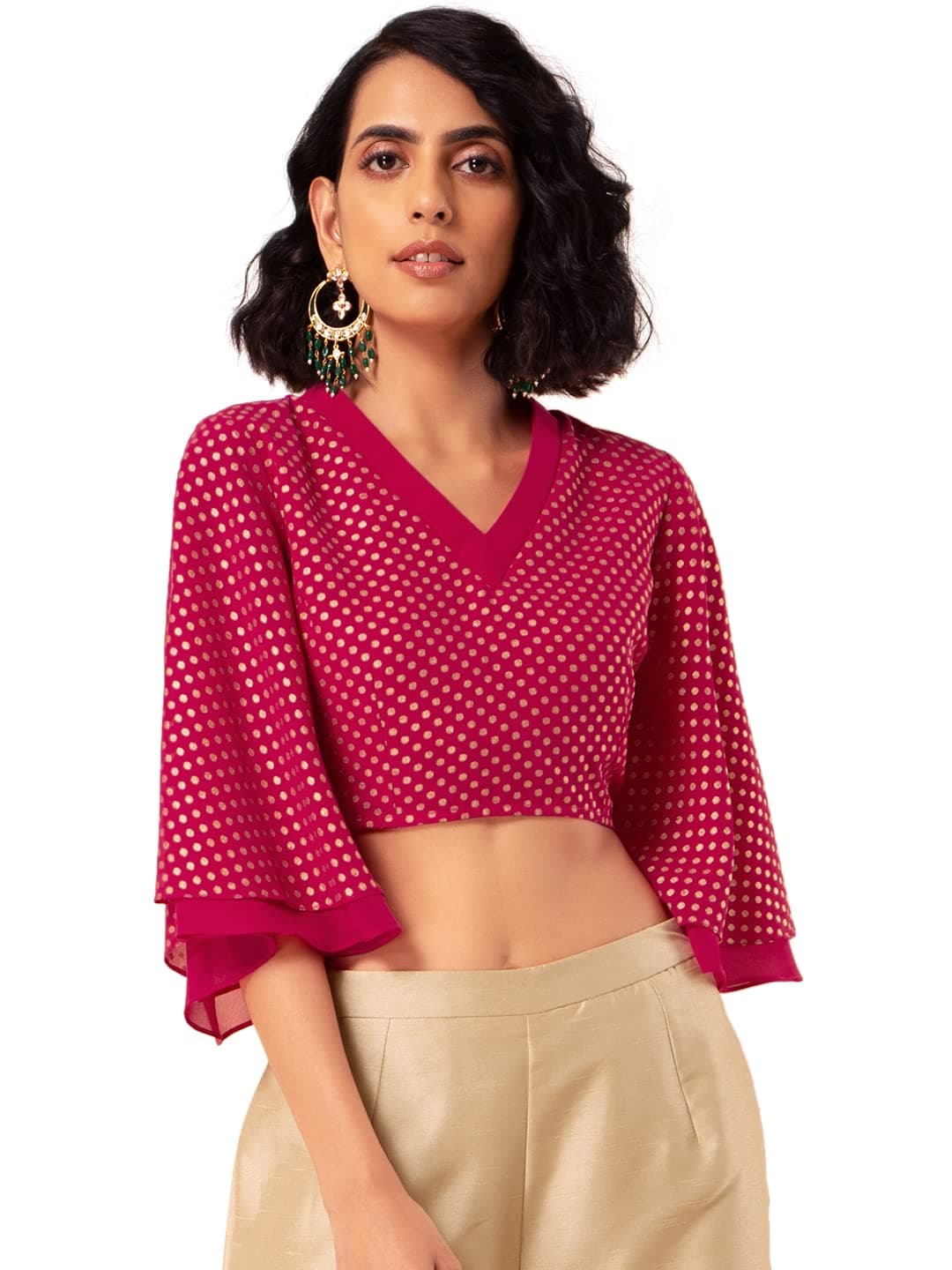 IndyaWomen Georgette Bell Sleeve Blouse