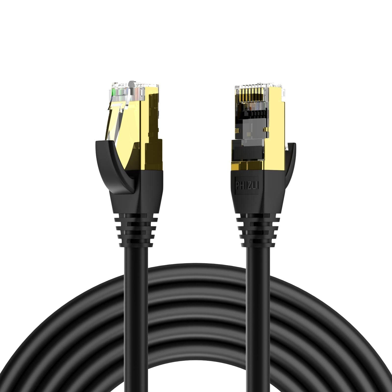 Cat8 Cable Ethernet 25ft,Heavy Duty Internet Network Cord,High Speed SFTP LAN Cables Waterproofed UV Resistant with Gold Plated RJ45 Connector for Router, Modem, Gaming, Xbox