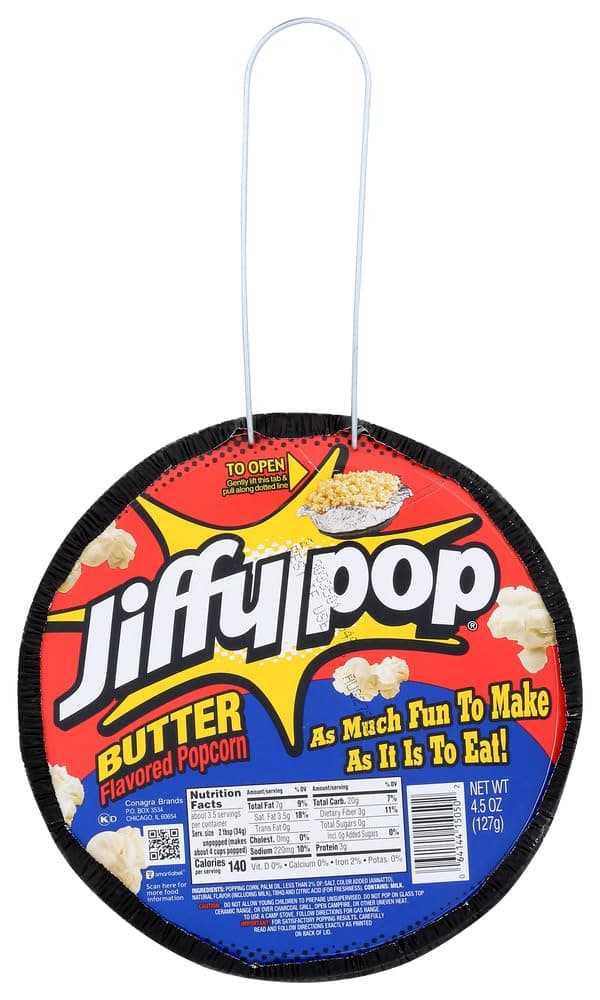 Jiffy Pop Butter-Flavored Popcorn, 4.5 oz (Pack of 2)