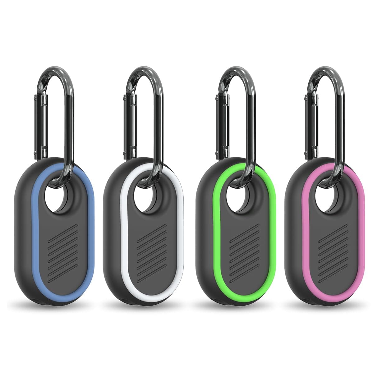 4-Pack Compatible for Samsung Galaxy SmartTag2 Case Cover, Rugged Full Protective Anti-slip Soft Silicone Case for Galaxy Smart Tag 2 with Key Ring, for Keys, Luggage, Pets (White/Blue/Green/Rose Red)