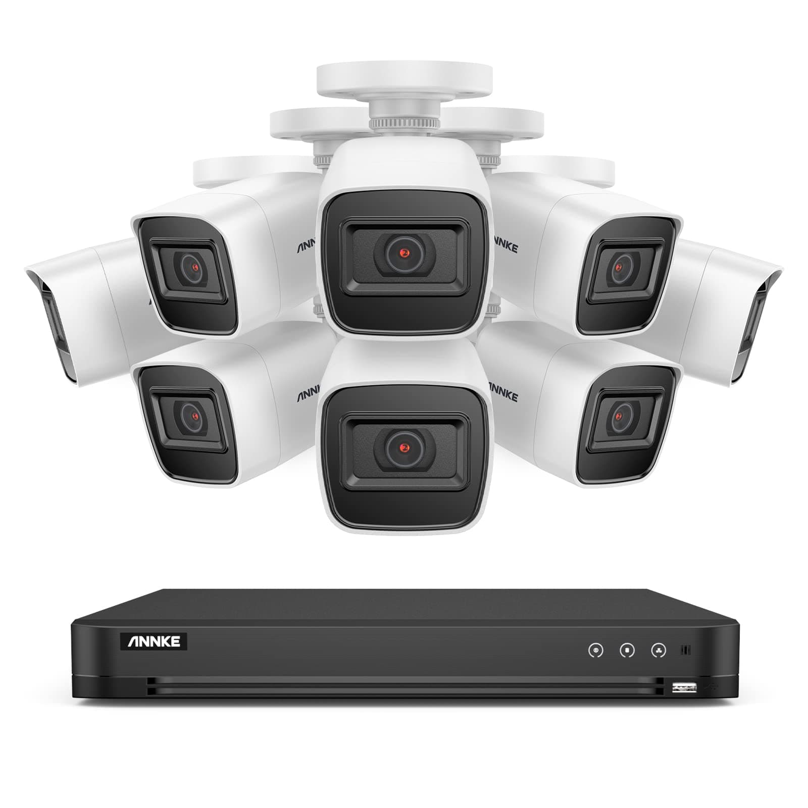 ANNKE 4K CCTV Camera System, 8 CH AI DVR and 8X 8MP Ultra HD Outdoor IP67 Weatherproof Camera with EXIR LED IR Night Vision, Human& Vehicle Detection, Email Alert with Snapshots, Smart Search,NO HDD
