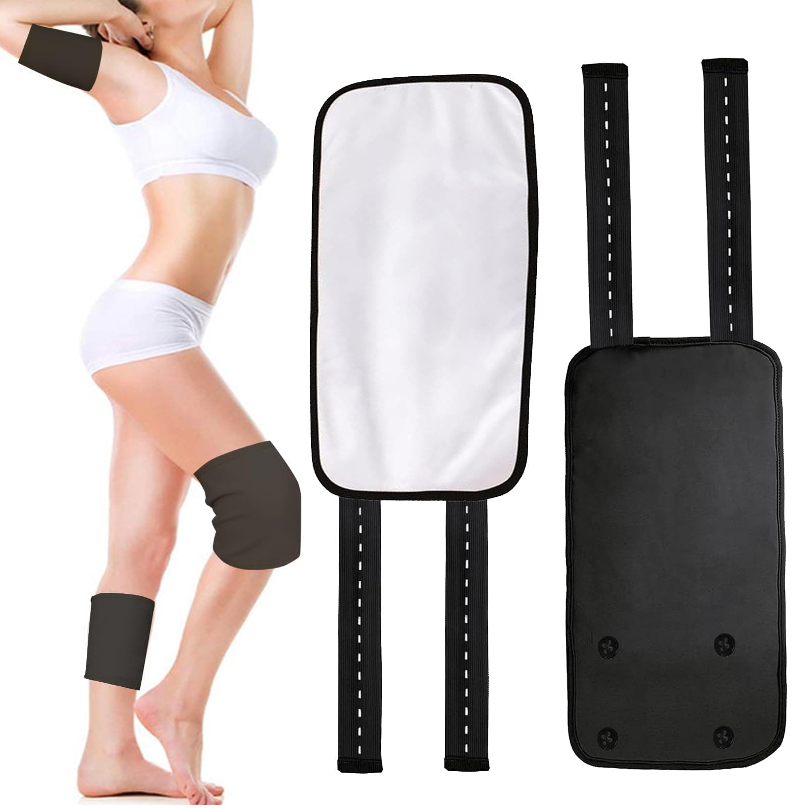 2 Pack Castor Oil Pack Wrap for Arm, Calf, Knee, Washable Reusable Castor Oil Pack Kits, Adjustable Elastic Strap(Castor Oil Not Included)