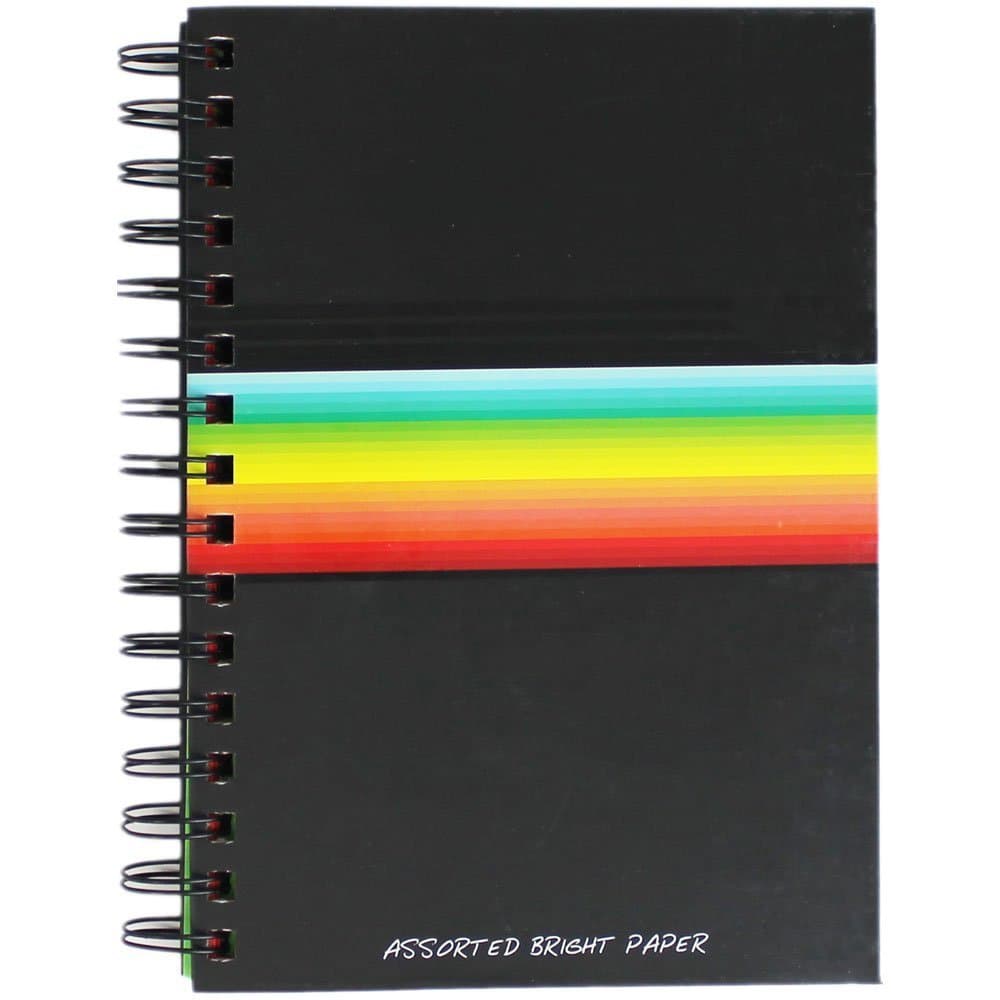 A6 Hardback Notebook Journal Jotter Wire Bound Multi Coloured Pages 120 Pages