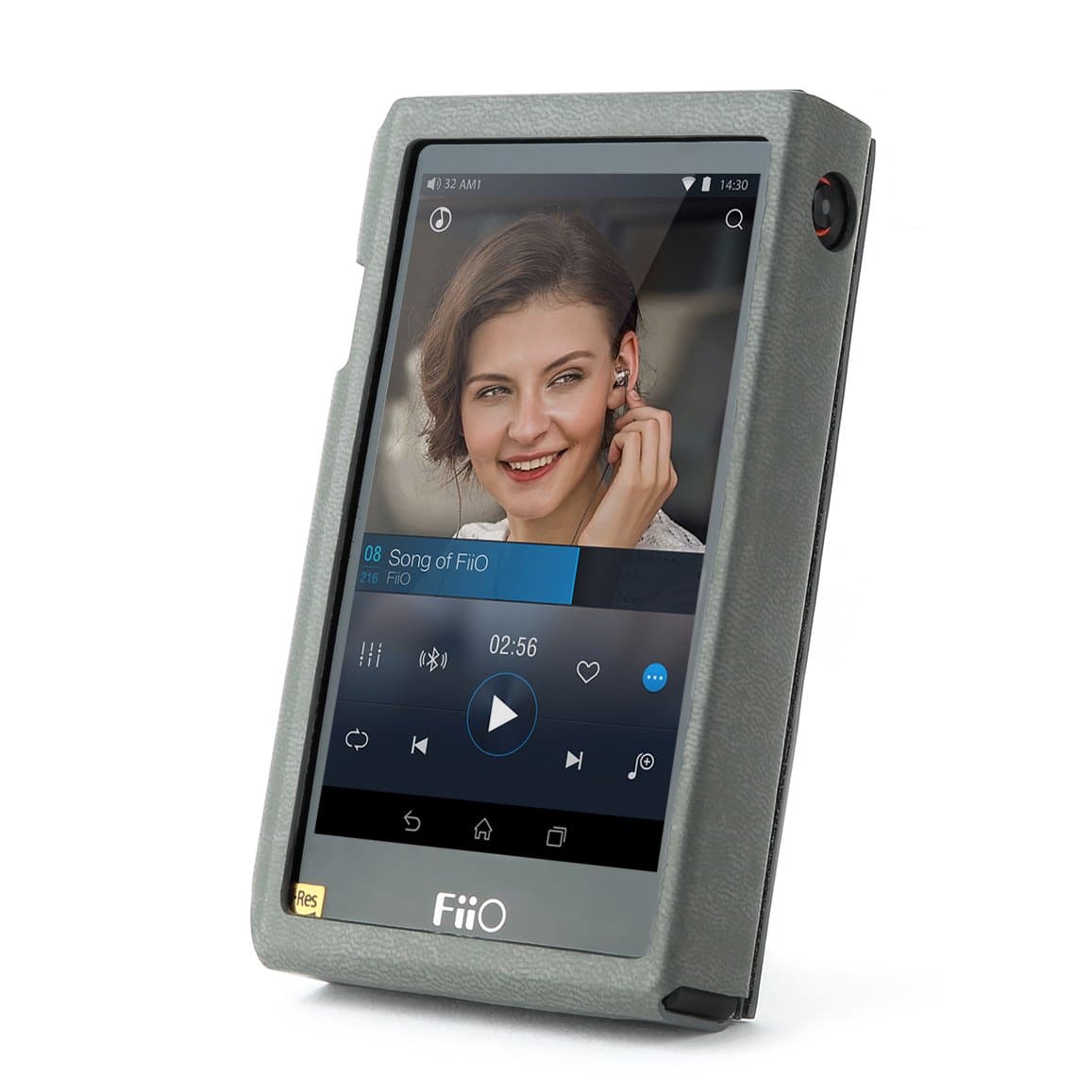 for Fiio X5 3rd Gen, Hand Crafted Miter PU Leather Case Cover [Patented FiiO X5 III Stand Case] Screen Protector (Gray)