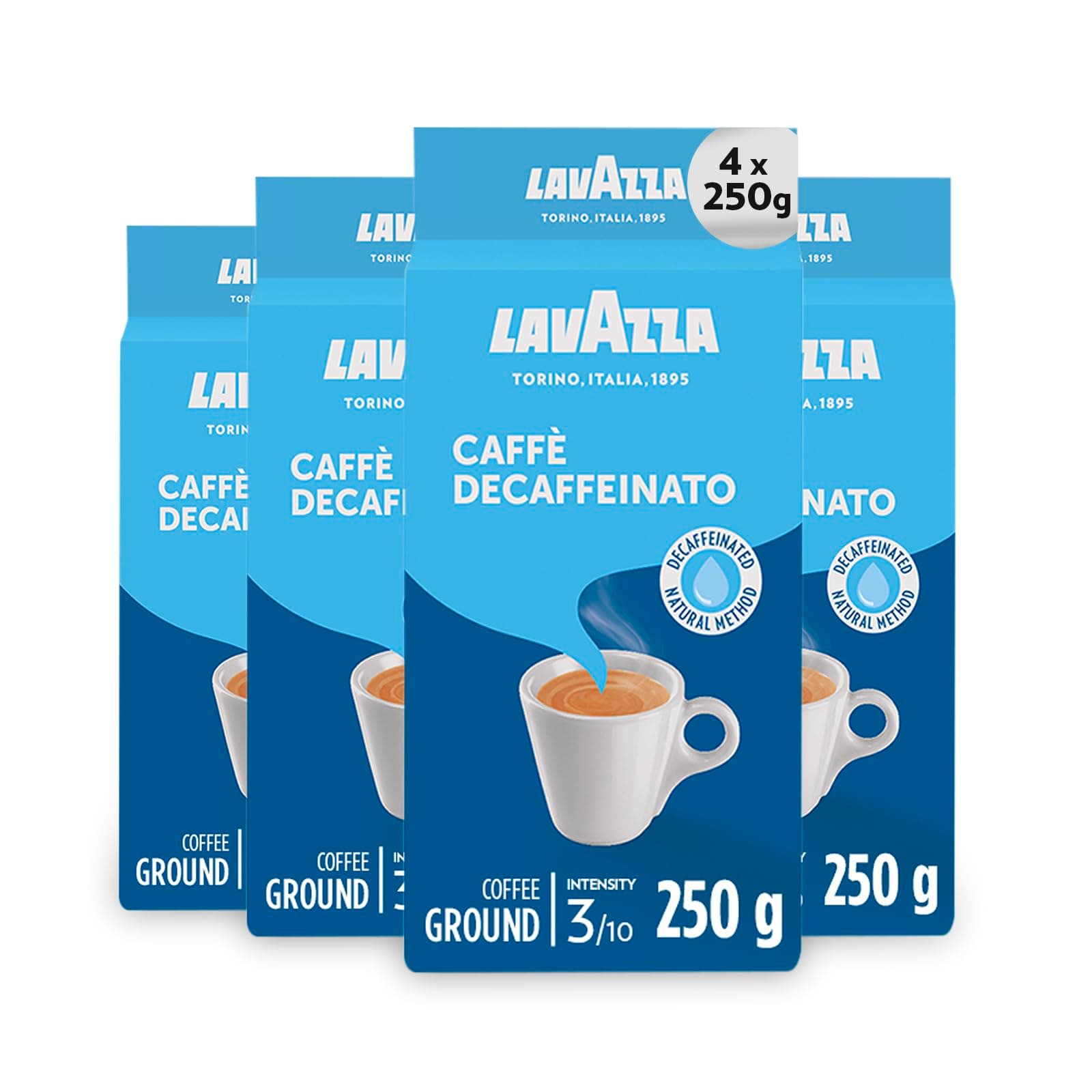 Lavazza Dek Decaffeinated Natural Method Ground Coffee 250g (Pack of 4)