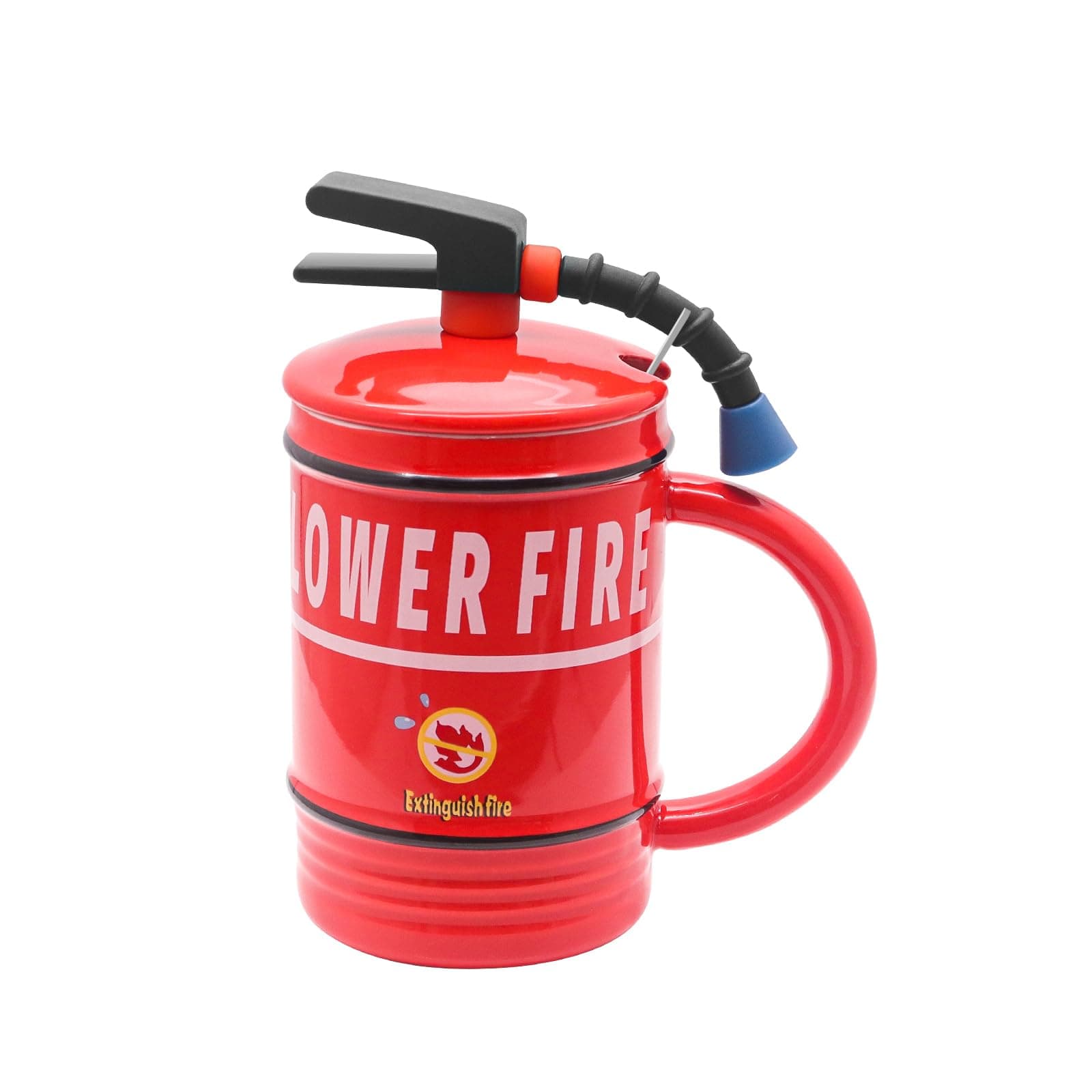 ShawFly Fire Extinguisher Coffee Mug, Creative Funny Ceramic Cup, Personality Mug Gift Mug, City Fire Brigade Gift Funny Gift for boy Girl Firefighters Men Father (Red)