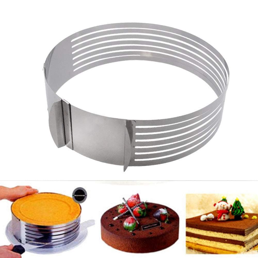 Adjustable Cake Rings 7-Layer Cake cutter Stainless Steel Cake Slicing Accessories(6.3-7.8inch)