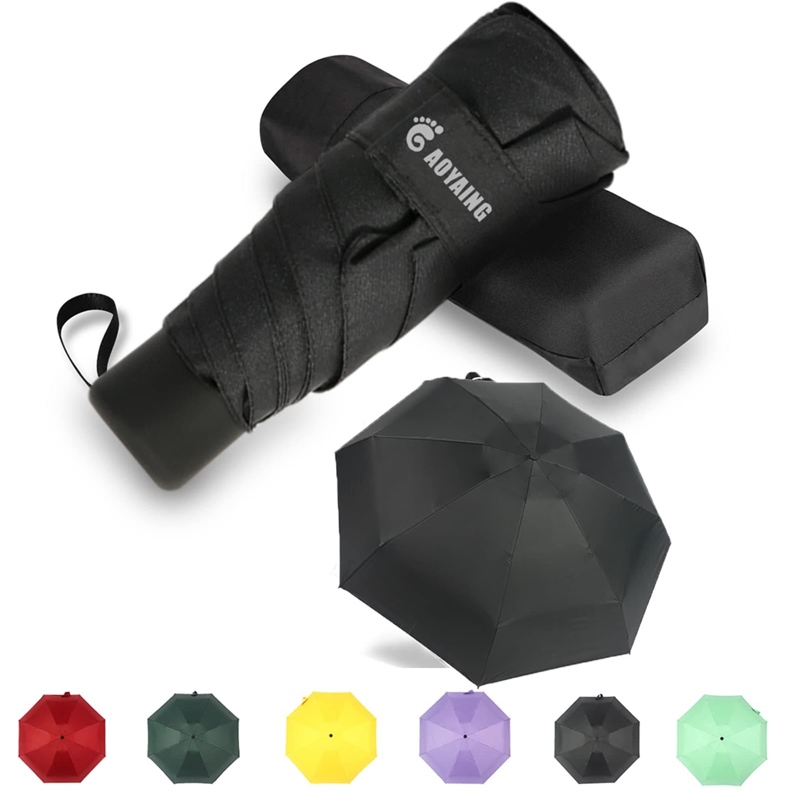 Small Mini Umbrella with Case by GAOYAINIG Light Compact Design Perfect for Travel Lightweight Portable Parasol Outdoor Sun&Rain Umbrellas
