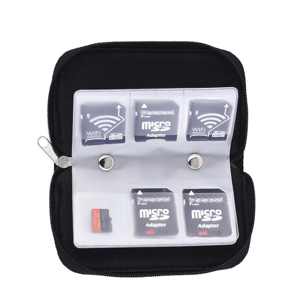 Doutop Memory Card Case for SDHC SD Cards 8 Pages 22 Slots Pouch Holder Memory Card Carrying Case (Black)