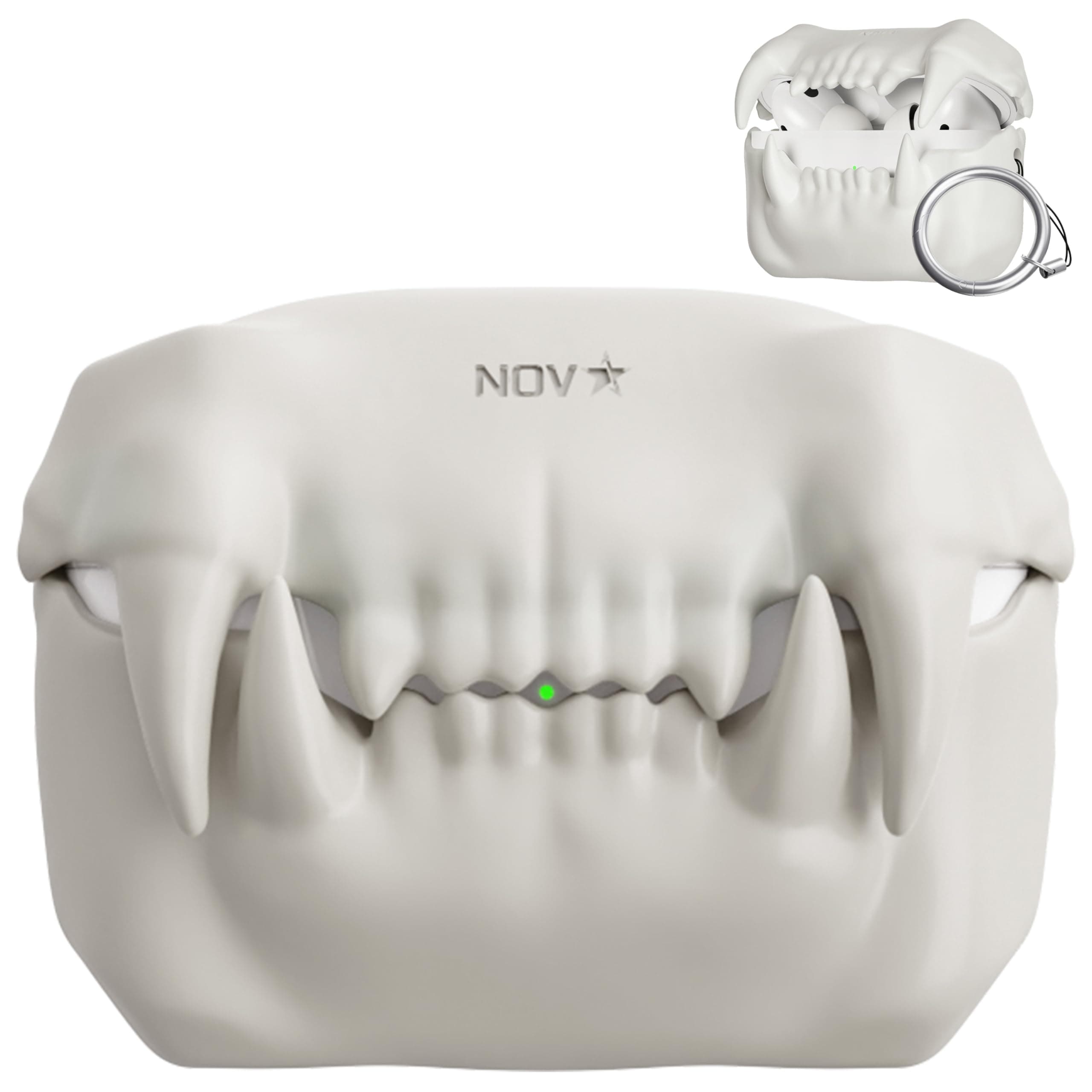 Novastar Compatible with Airpods Pro 2nd Generation Case Cover - Tigertooth Design for Airpods Pro Case Cover - Cool Silicone Protective Case for Airpods Pro 2 Case with Keychain (A-White)