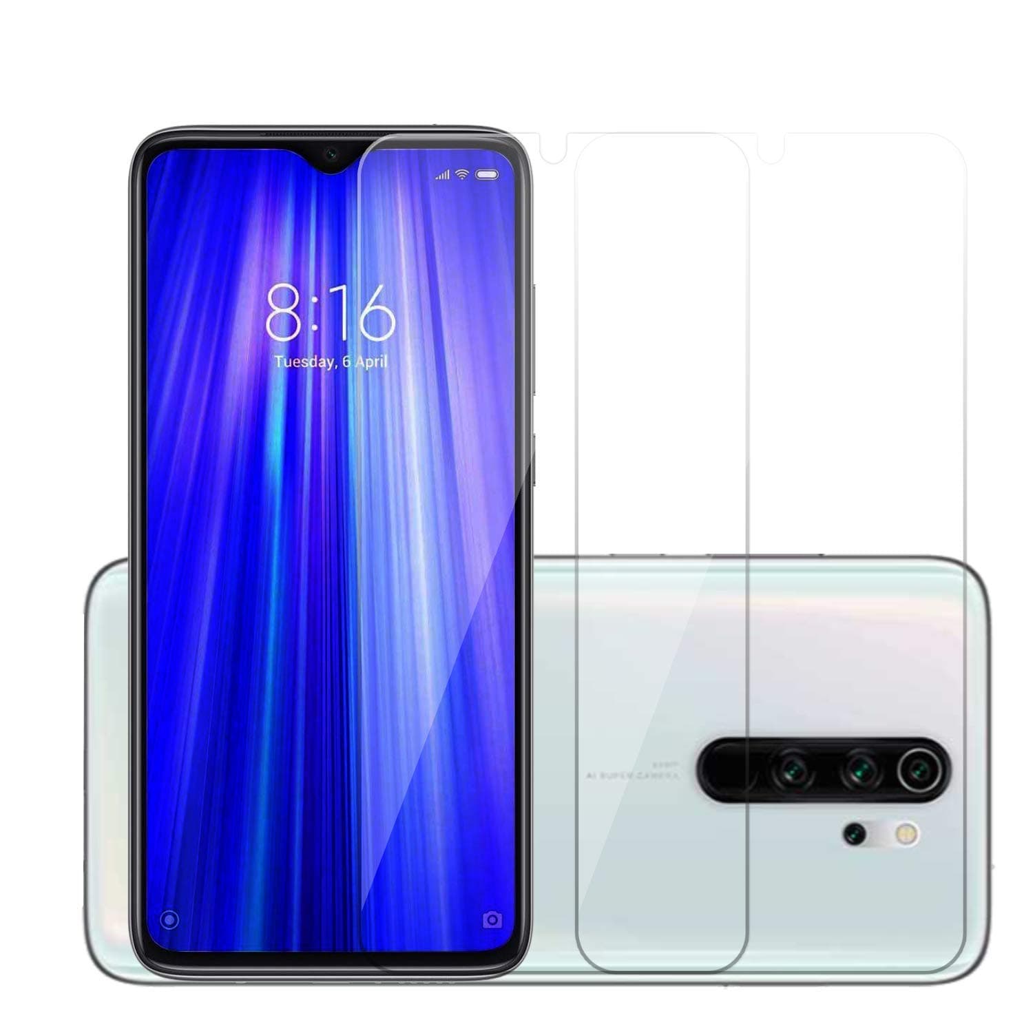 POPIO Full Screen Coverage Except Edges Tempered Glass Screen Protector With Easy Installation Kit For Xiaomi Redmi Note 8 Pro (Transparent) - Pack Of 2 for Smartphone