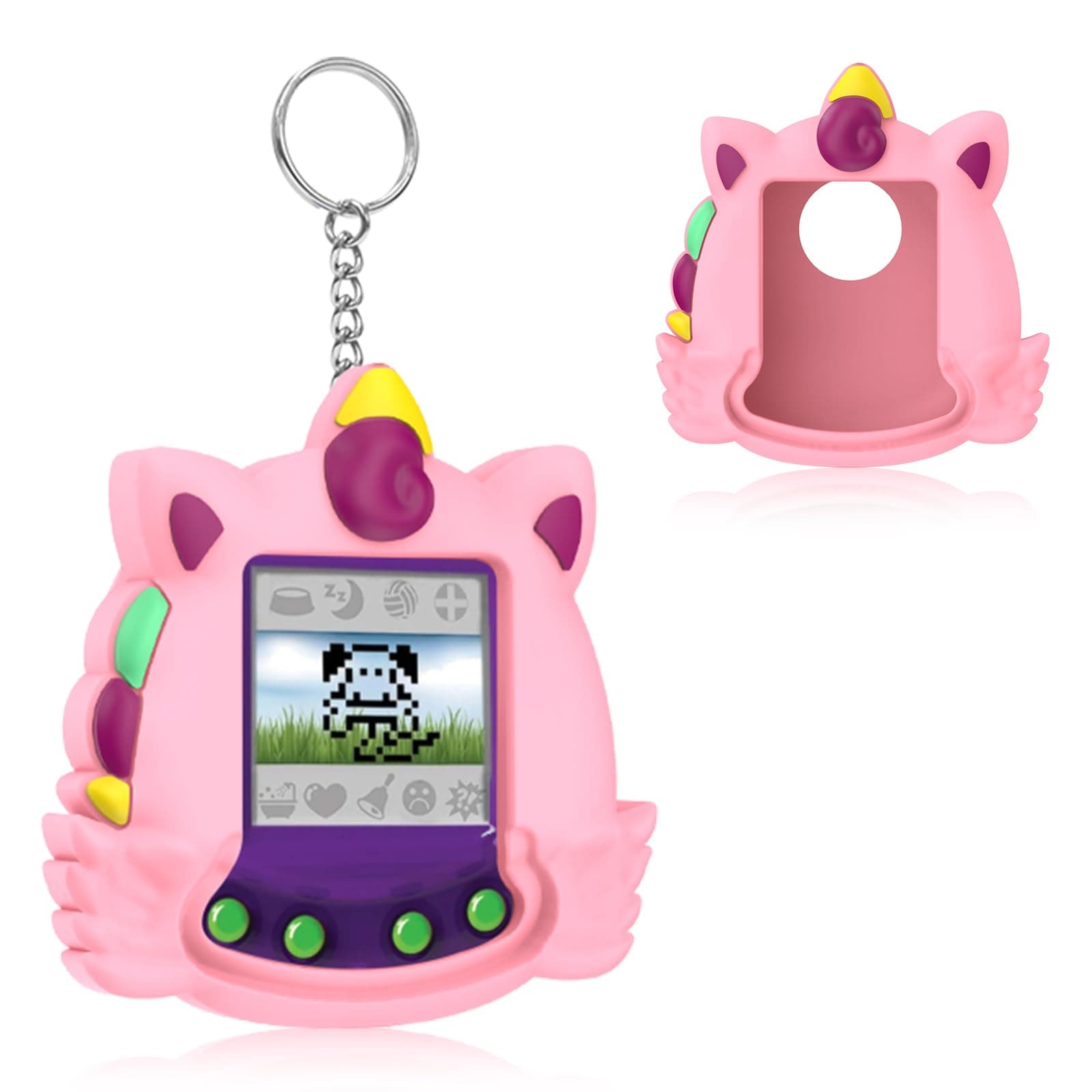 BEARDDOSilicone Interactive Pet Game Machine Case Cover for Kids, Cute Cartoon Anime Protective Cover for Giga Pet, Ages 5 and Up (Pink)