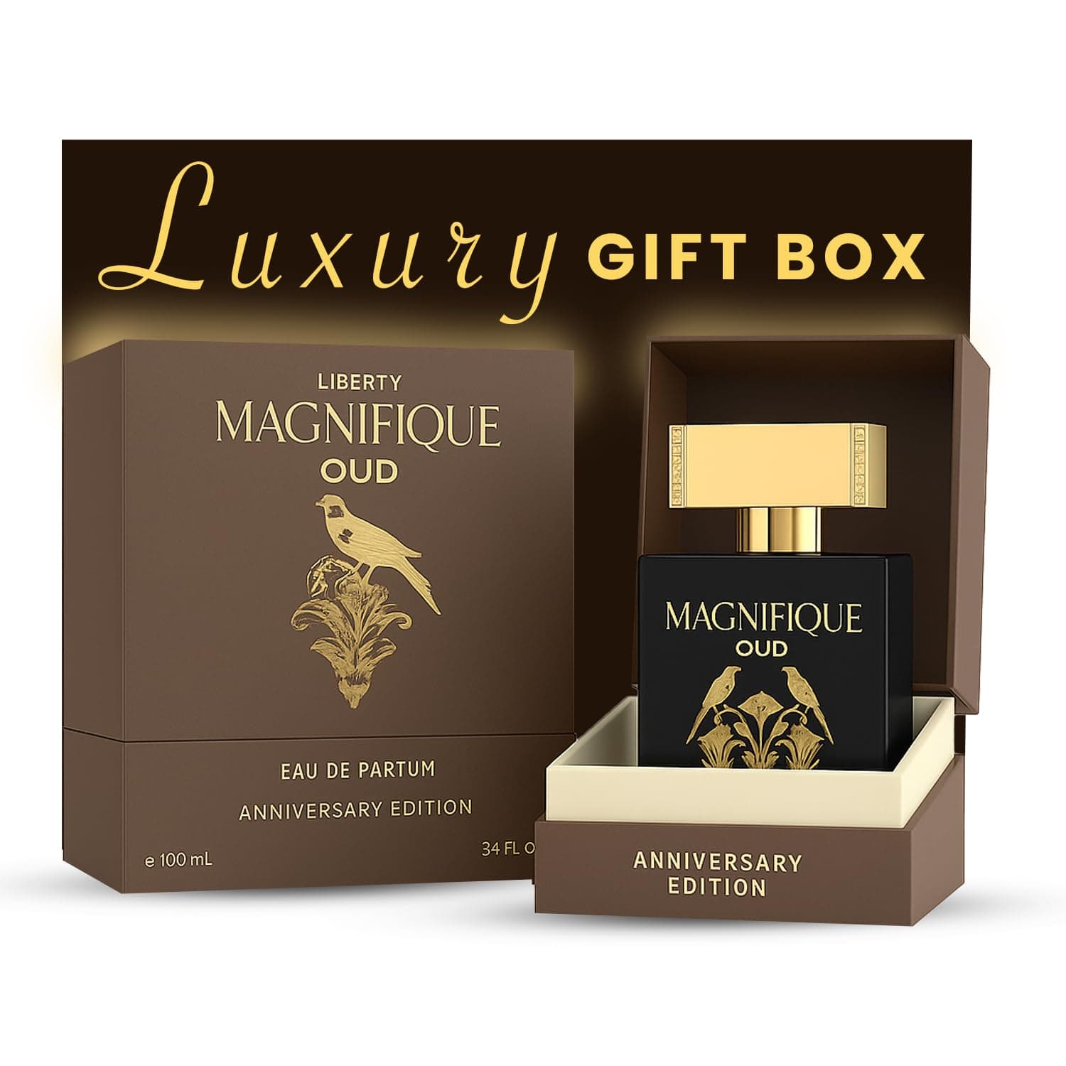 Liberty Oud Eau de Parfum for Men, 3.4 Oz,Magnifique Anniversary Edition, Luxury Oud Perfume, Premium Gift for Men, All-Day Freshness, Perfume for men, perfumes arabes para hombres