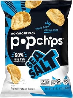 Potato Chips, Sea Salt, 12ct Single Serve 0.8oz Bags, Low-Calorie and Gluten Free, Salty Snacks for Adults and Children, Non-GMO, Vegan & Kosher Friendly, 100 Calories Per Bag