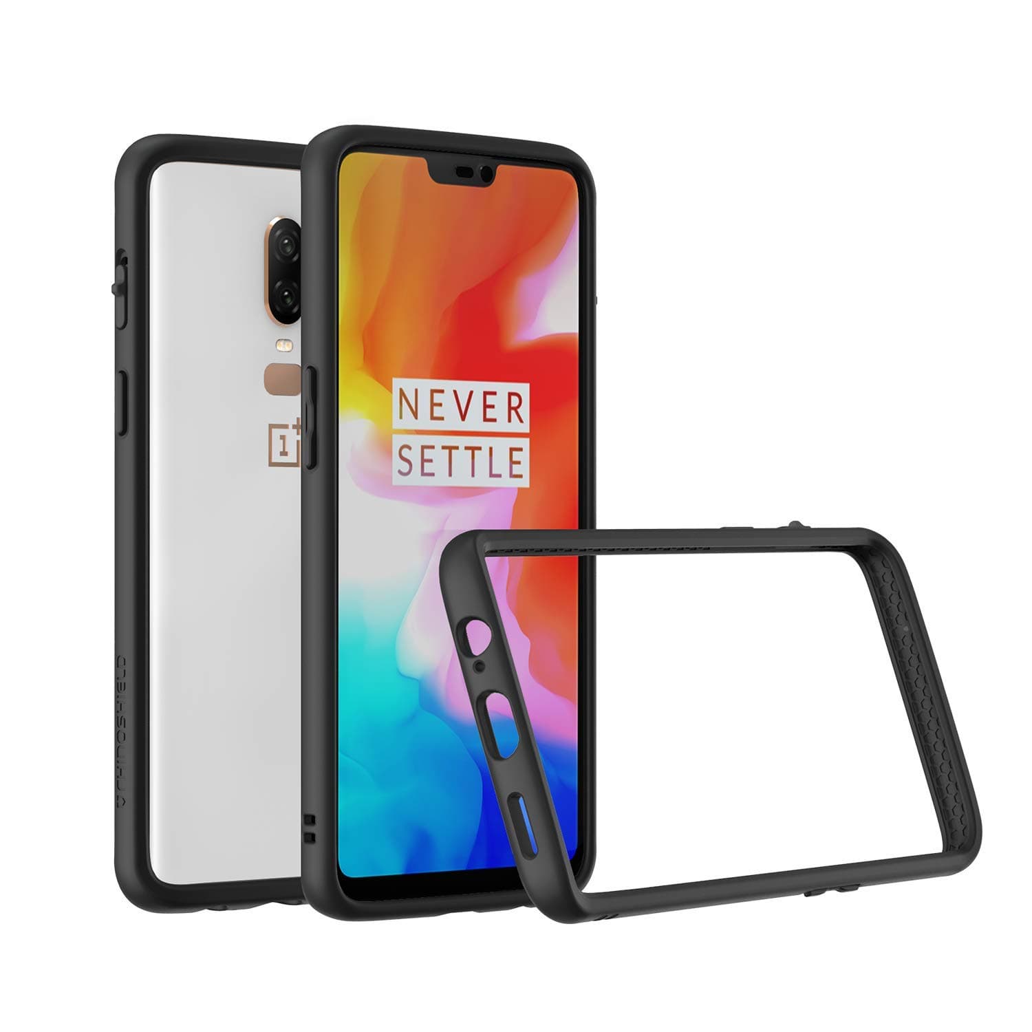 RhinoShield Bumper Case compatible with [OnePlus 6] | Crashguard - Shock Absorbent Slim Design Protective Cover [3.5M / 11ft Drop Protection] - Black